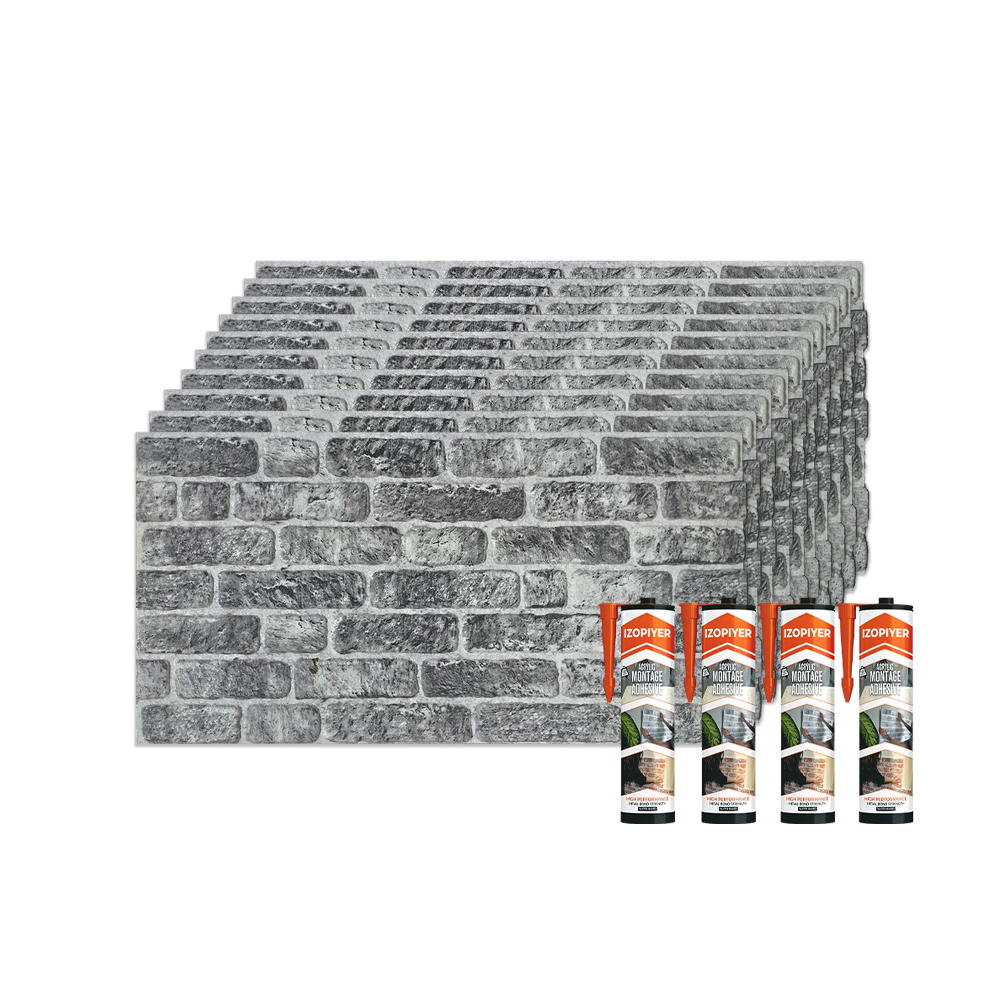 IZODEKOR 3D Wandpaneel EPS Styropor Wandverkleidung in Steinoptik – für Innen & Außen, BxL: 50x100 cm, 0,50 qm, (1er- oder 10er-Set, optional mit 4 Montageklebern) wasserfest, leicht zuschneidbar, außen mit UV-Schutz