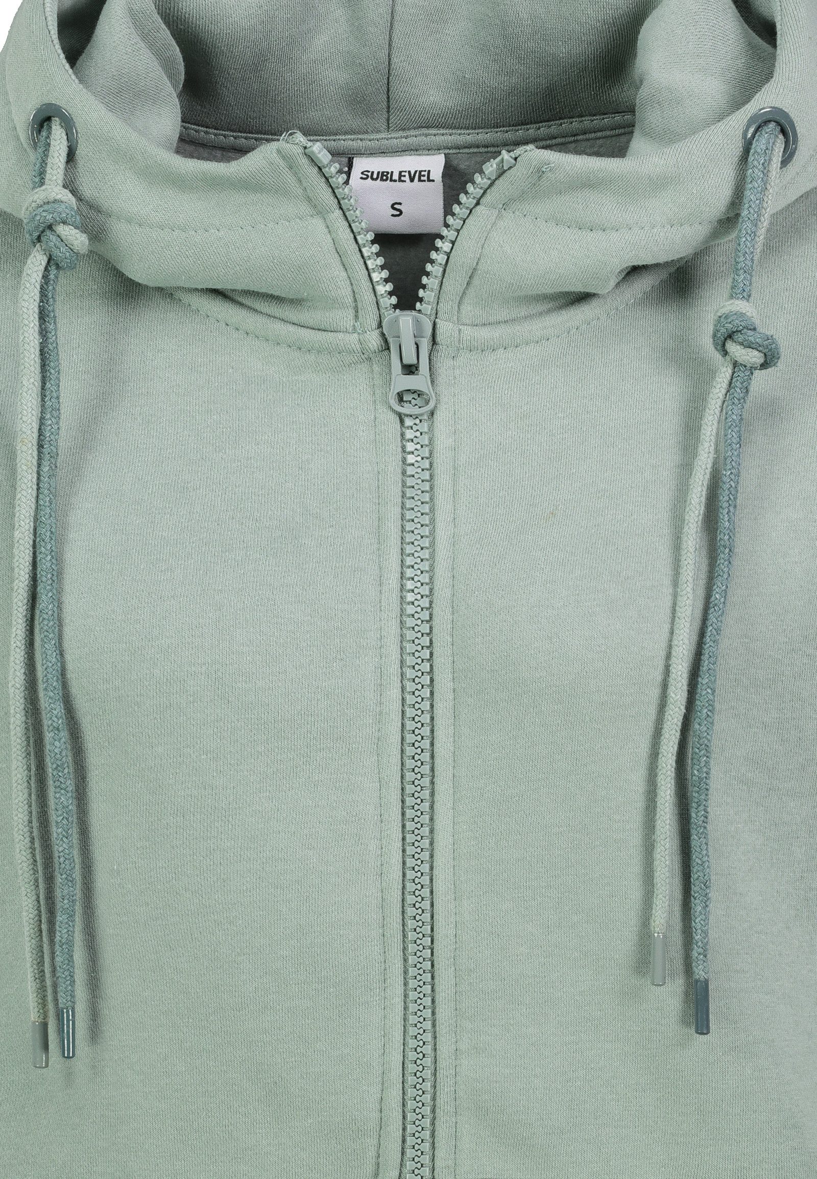 SUBLEVEL Kapuzensweatjacke Damen Jacke mit Prints und Kapuze Hoodie, Kapuzenpullover, Zipperjacke mit Kängurutasche und Kapuze