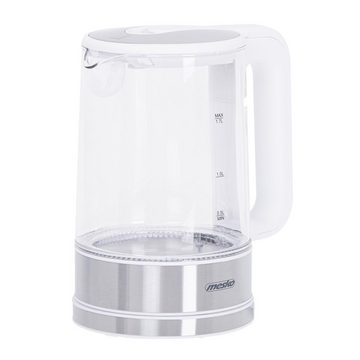 Mesko Wasserkocher MS 1301W 1,7 Liter, Glaskessel mit LED-Beleuchtung Edelstahl/Weiß