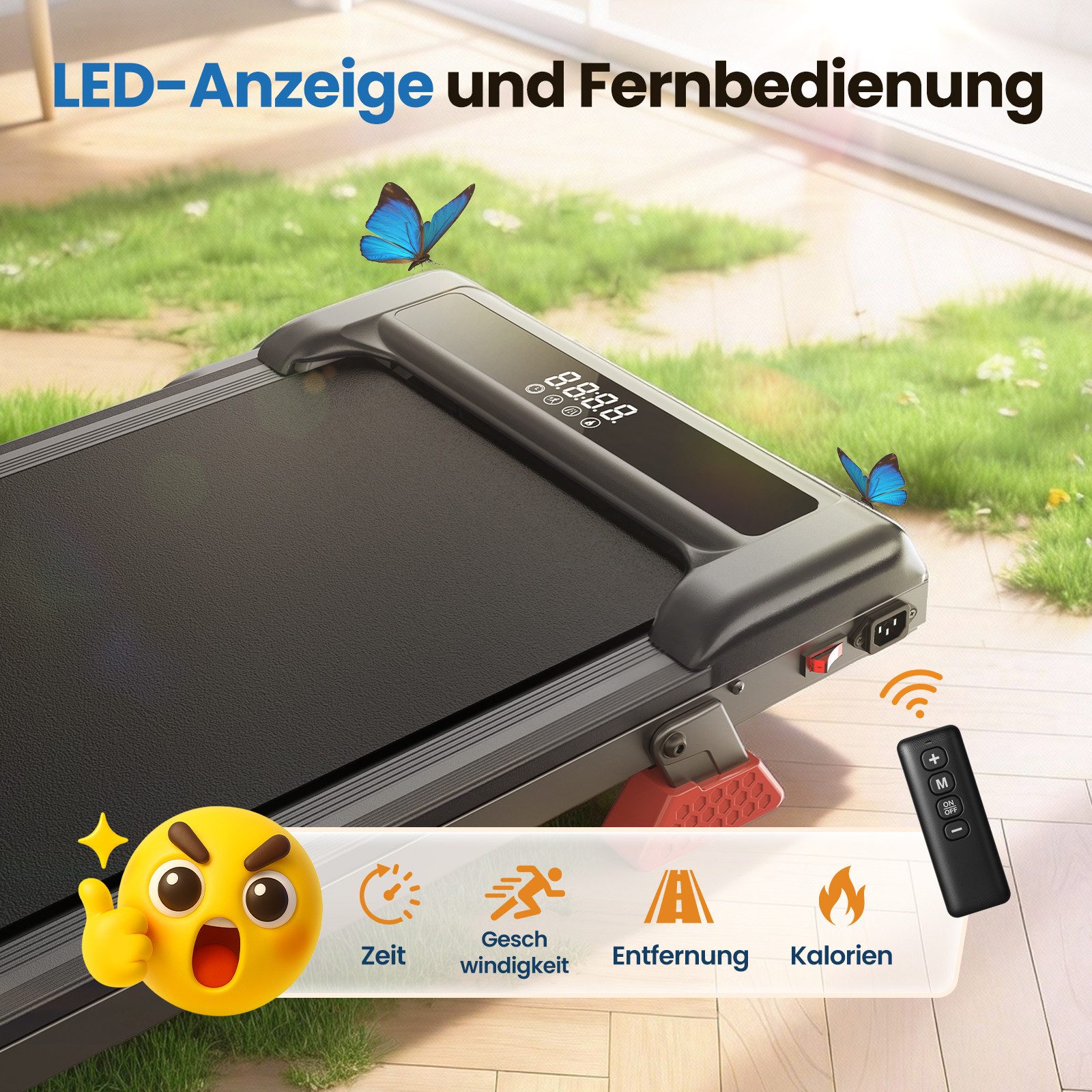 Dskeuzeew Laufband Tragbar Laufbänder 3 in 1 - Laufband mit 8% Steigung (Laufgerät für Zuhause bis 130KG - LED-Anzeige - Noise<45db), 1-10 km/h - Elektrisches 3.0 PS Bürstenloser Motor