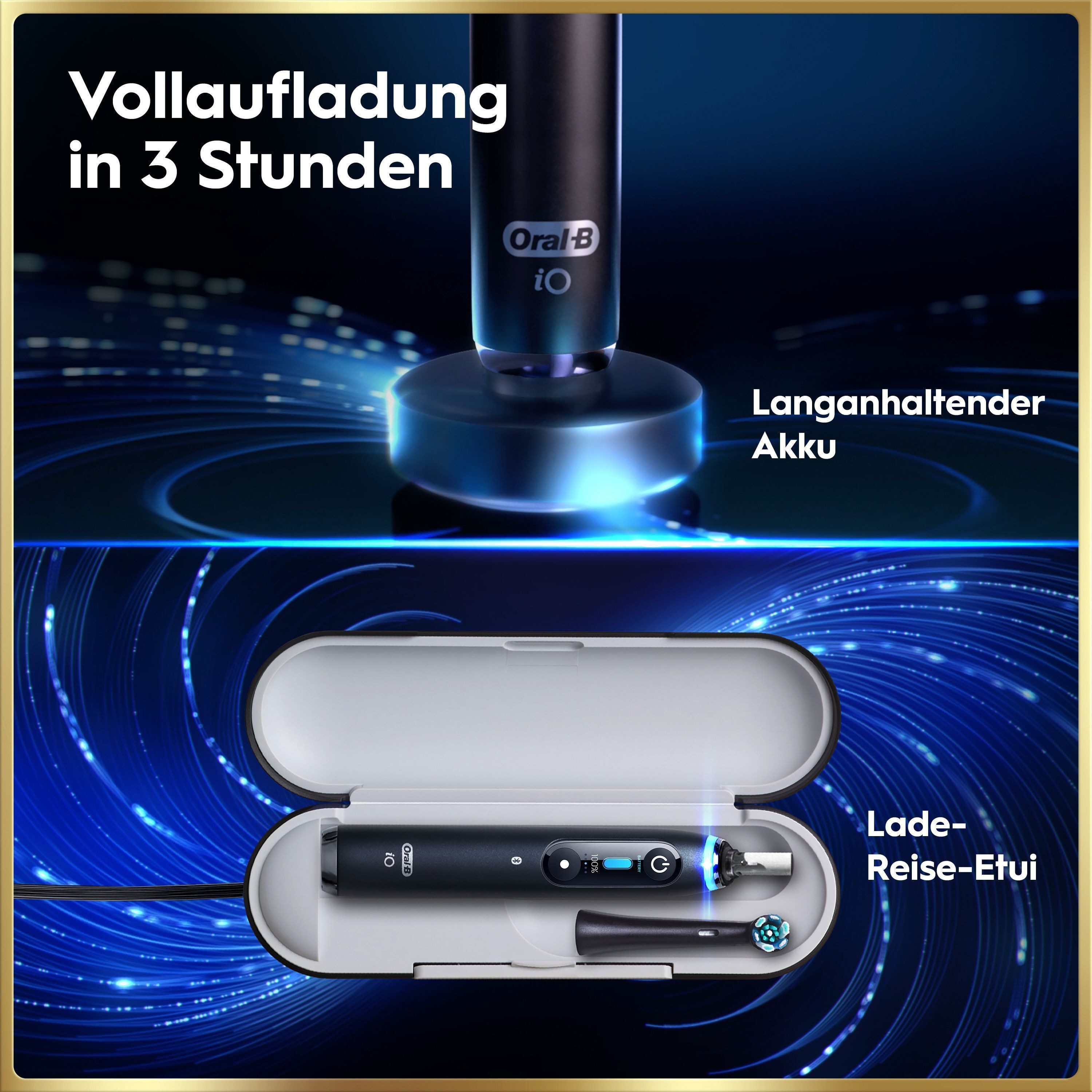 Oral-B Elektrische Zahnbürste iO 9 Duopack, Aufsteckbürsten: 3 St., mit Magnet-Technologie, 7 Putzmodi, Farbdisplay & Lade-Reiseetui – Bild 5 von 5