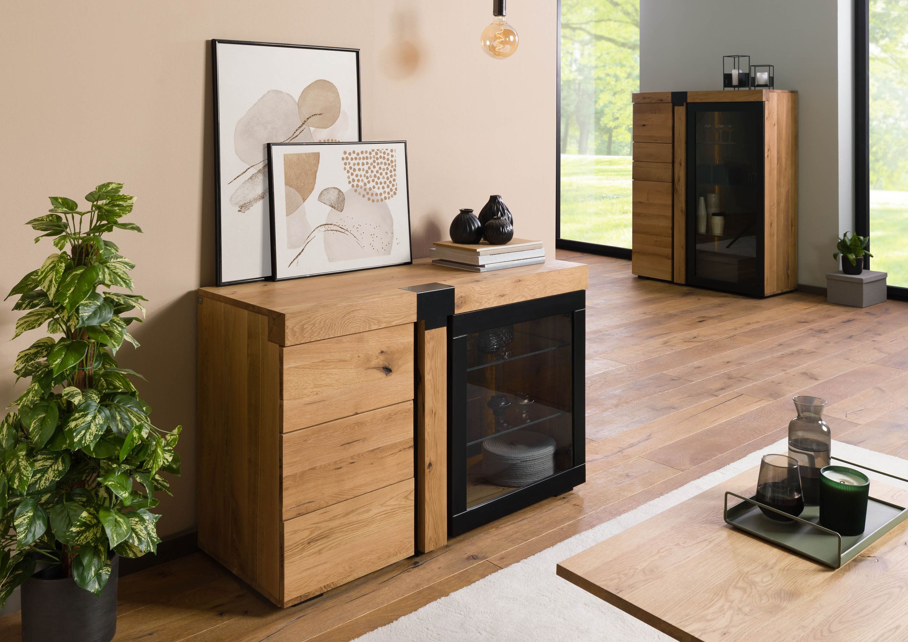 Massivmoebel24 Sideboard ROTTERDAM (Massivholz), Wildeiche 115x45x75 natur geölt ROTTERDAM #115