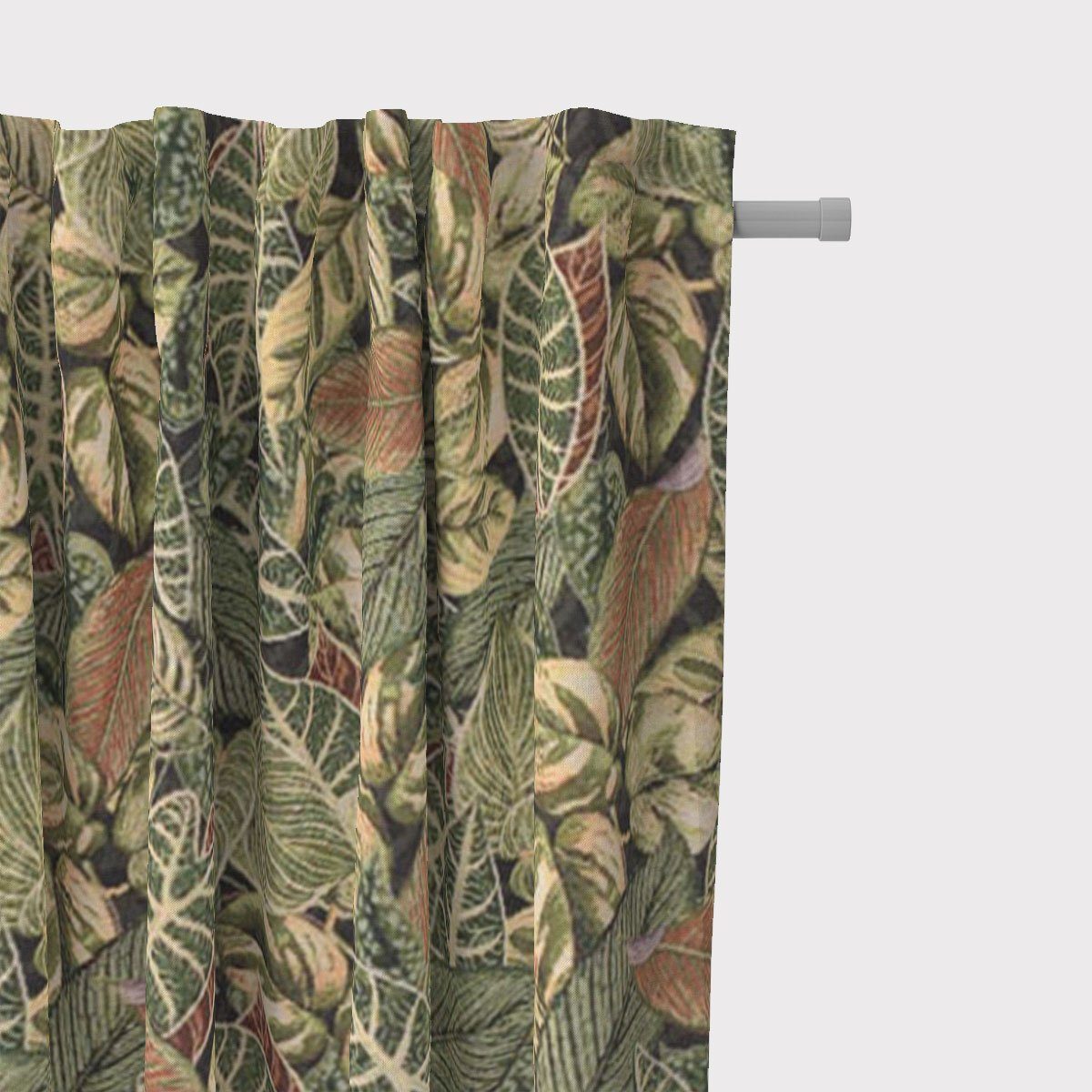 SCHÖNER LEBEN. Vorhang SCHÖNER LEBEN. Vorhang Premium Houseplant Jungle Blätter grün schwar, Smokband, blickdicht, Baumwolle, handmade