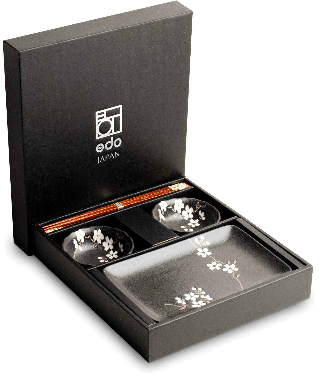 WestCraft Sushiteller SUSHI TELLER SET, Sushi Geschirr Set, Mehrteiliges Sushi-Set, (6 St), für 2 Personen Sushi-Teller, Schalen und Essstäbchen versch. Designs
