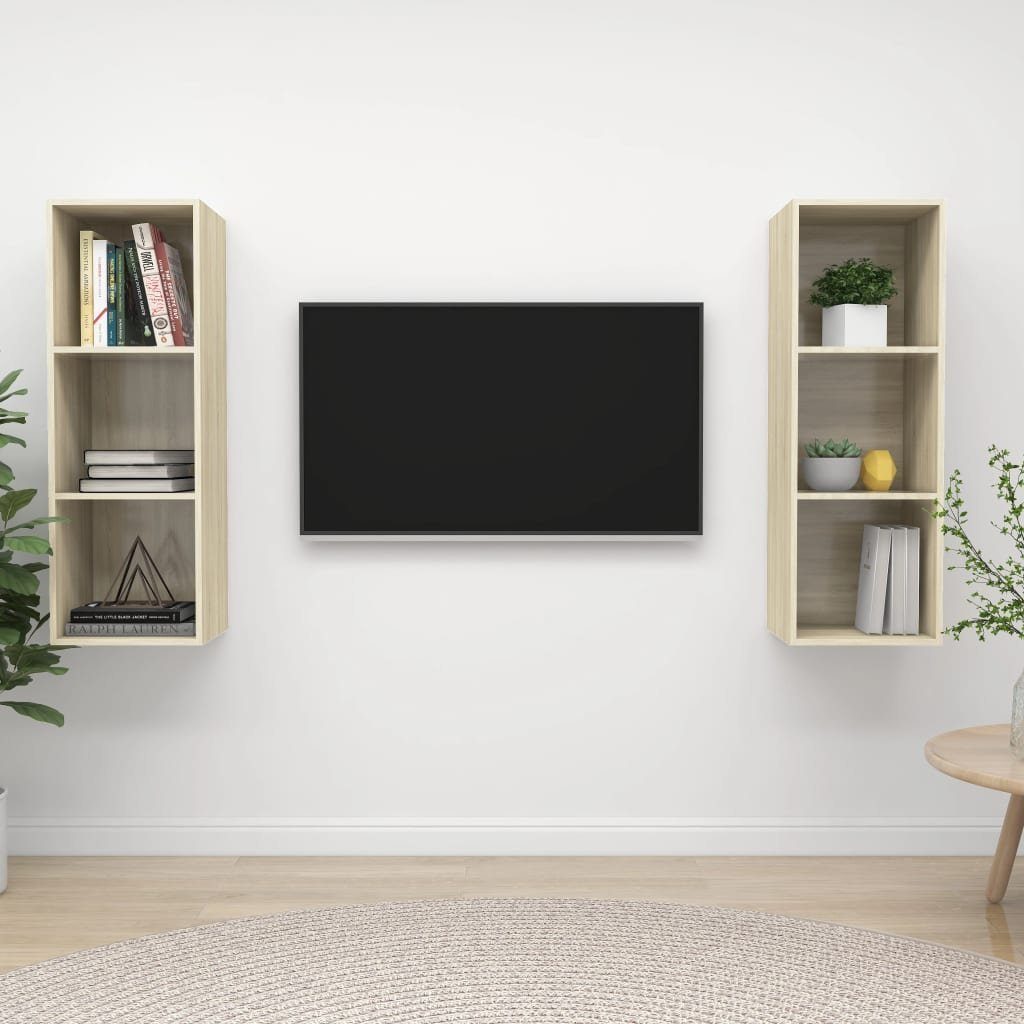 Supergünstige Sammlung! furnicato TV-Schrank TV-Wandschränke Stk. 2 Holzwerkstoff Sonoma-Eiche
