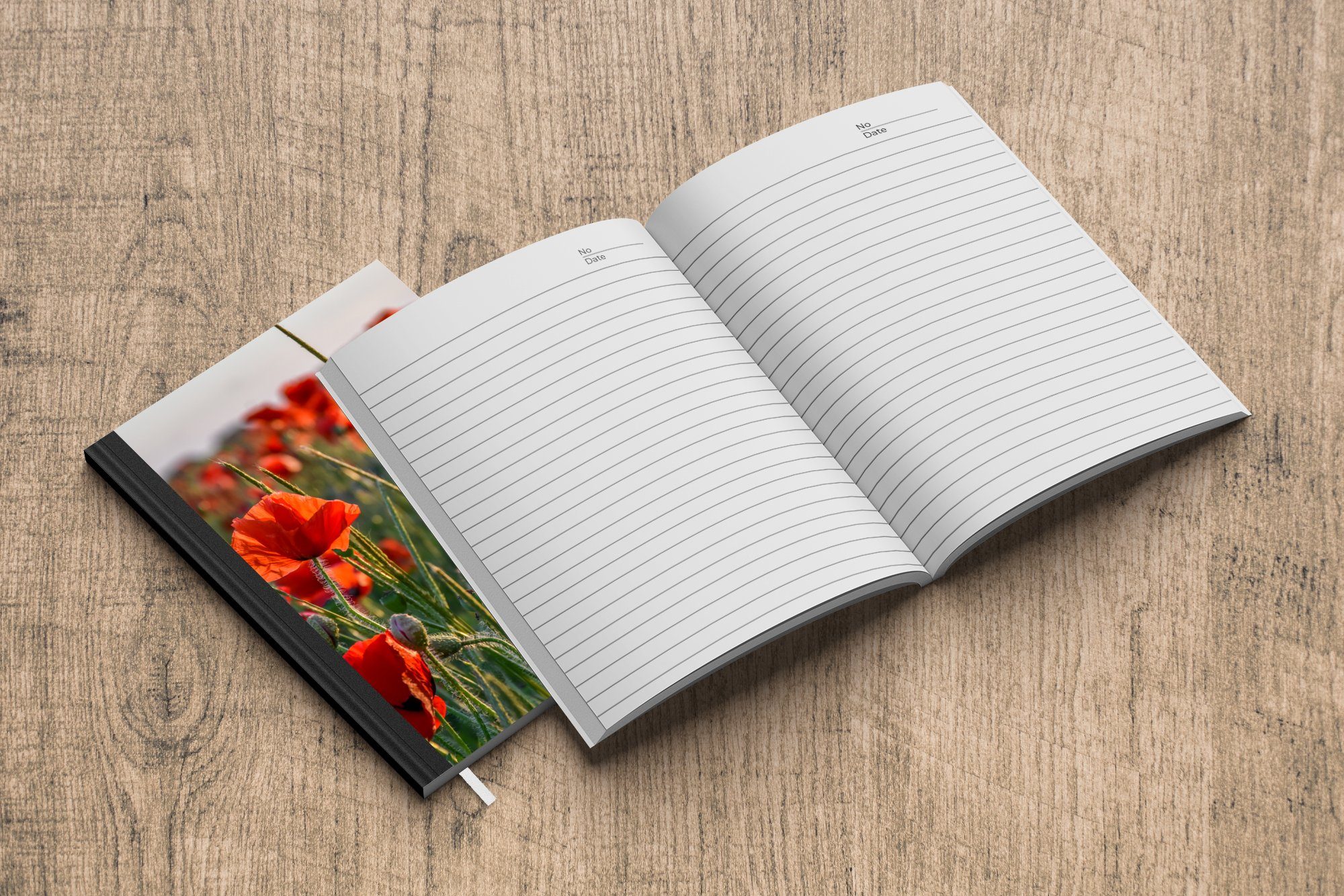 Natur Notizbuch Merkzettel, MuchoWow A5, - Rot, Tagebuch, Journal, Haushaltsbuch - Blumen Mohnblumen - Seiten, Notizheft, 98