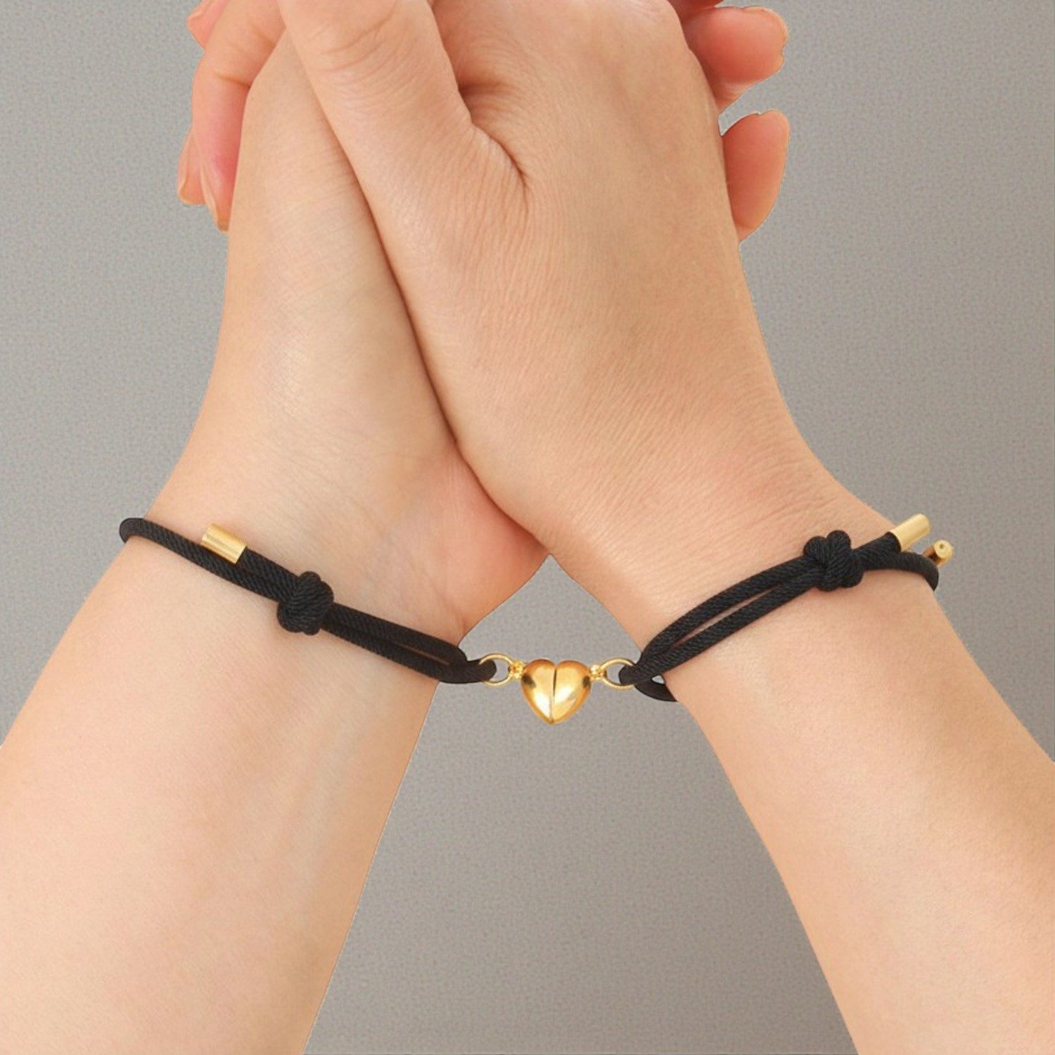 KARMA Armband Set Damen Sisters by Heart Herz Textil modern Schwarz Gold (D günstig online kaufen
