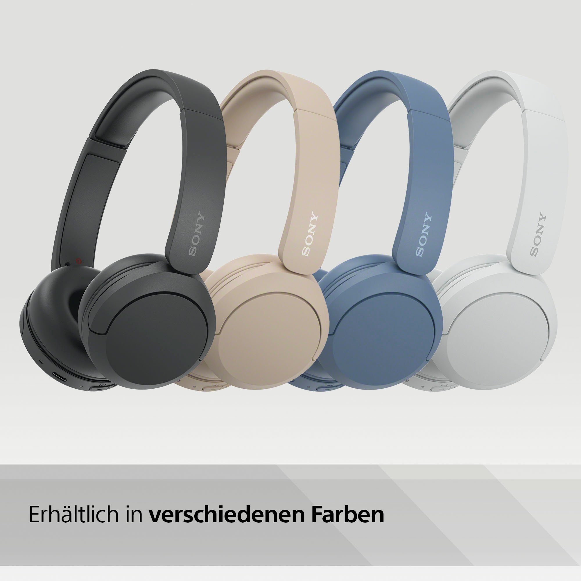 Bluetooth, WHCH520 Schwarz Sony Google Std. Siri, Assistant, Rauschunterdrückung, 50 (Freisprechfunktion, On-Ear-Kopfhörer Akkulaufzeit)