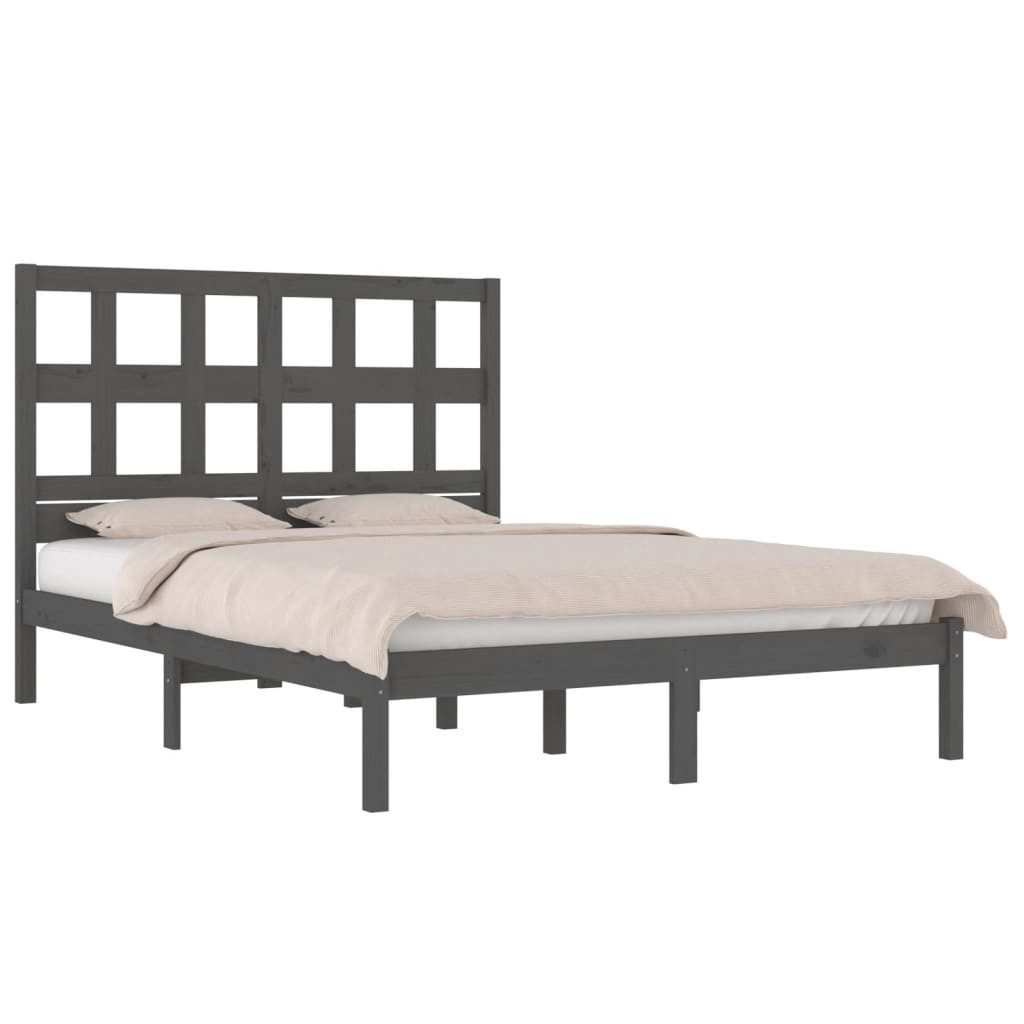 Vidaxl Massivholzbett Grau Kiefer 200x200 Cm günstig online kaufen