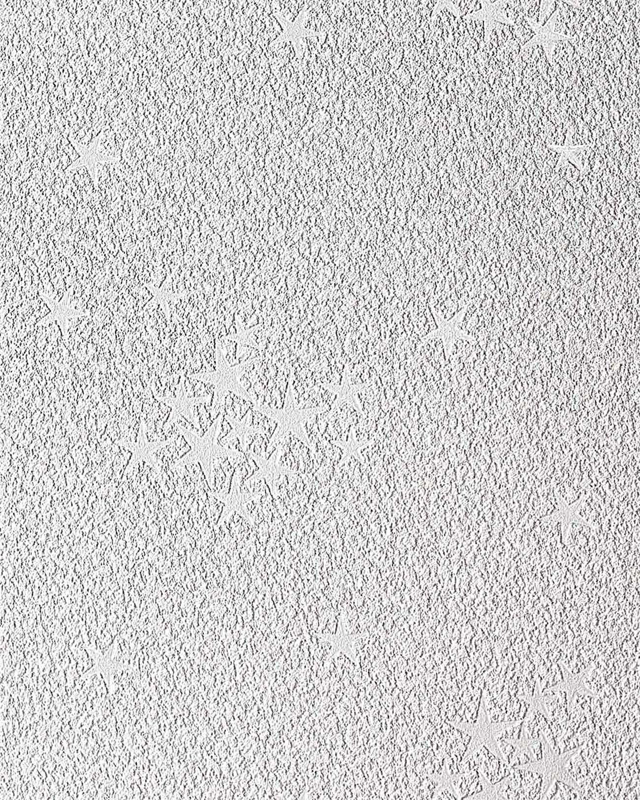 Edem Kindertapete 533-30 Decken Wand Tapete Kindertapete leuchtende Sterne weiß 5,33 m2, strukturiert, grafisch, Strukturmuster, Kindertapete, (1 Rolle, 5,33 qm), Vinyltapete auf Papierbasis, matt-weiß, dezente silberne Glitter