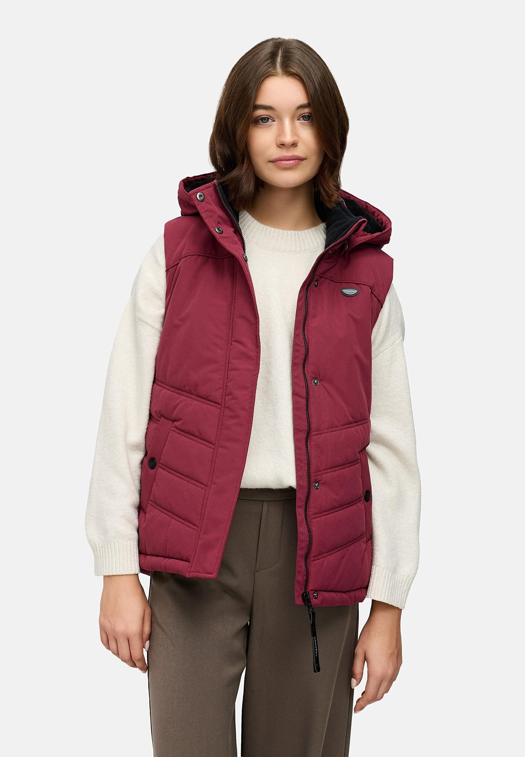 Ragwear Steppweste Hesty Wasserdichte Outdoor-Weste mit abnehmbarer Kapuze