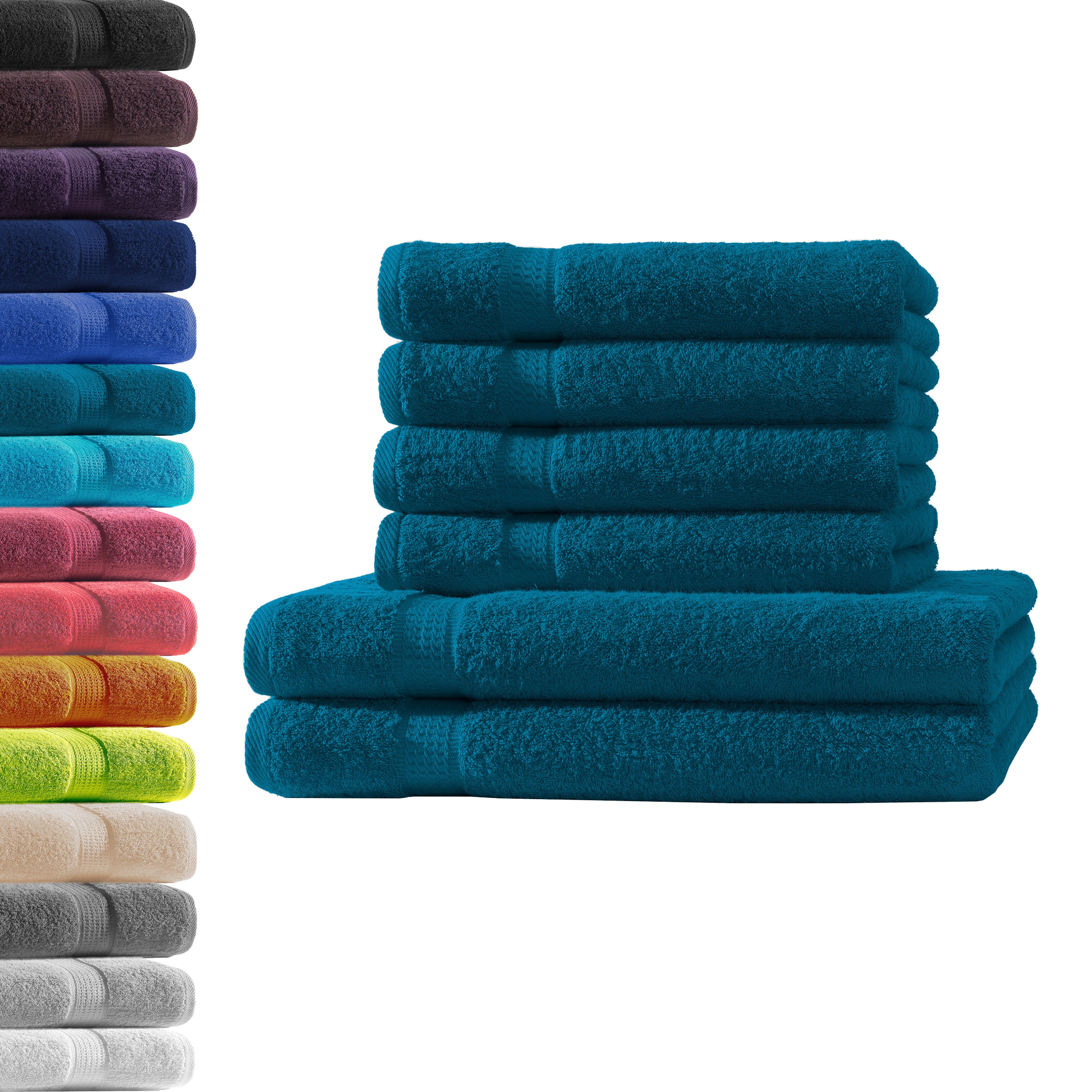 Hometex Premium Textiles Handtuch in Premium Qualität 500 g/m², Feinster Frottier-Stoff 100% Baumwolle, 2x Duschtuch + 4x Handtuch, weich, saugfähig, extra schwer & flauschig