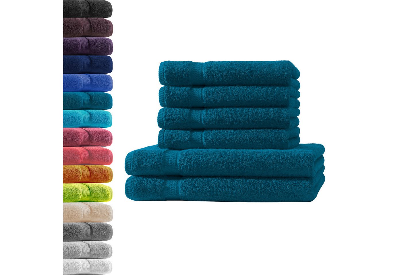 Hometex Premium Textiles Handtuch in Premium Qualität 500 g/m², Feinster Frottier-Stoff 100% Baumwolle, 2x Duschtuch + 4x Handtuch, weich, saugfähig, extra schwer & flauschig