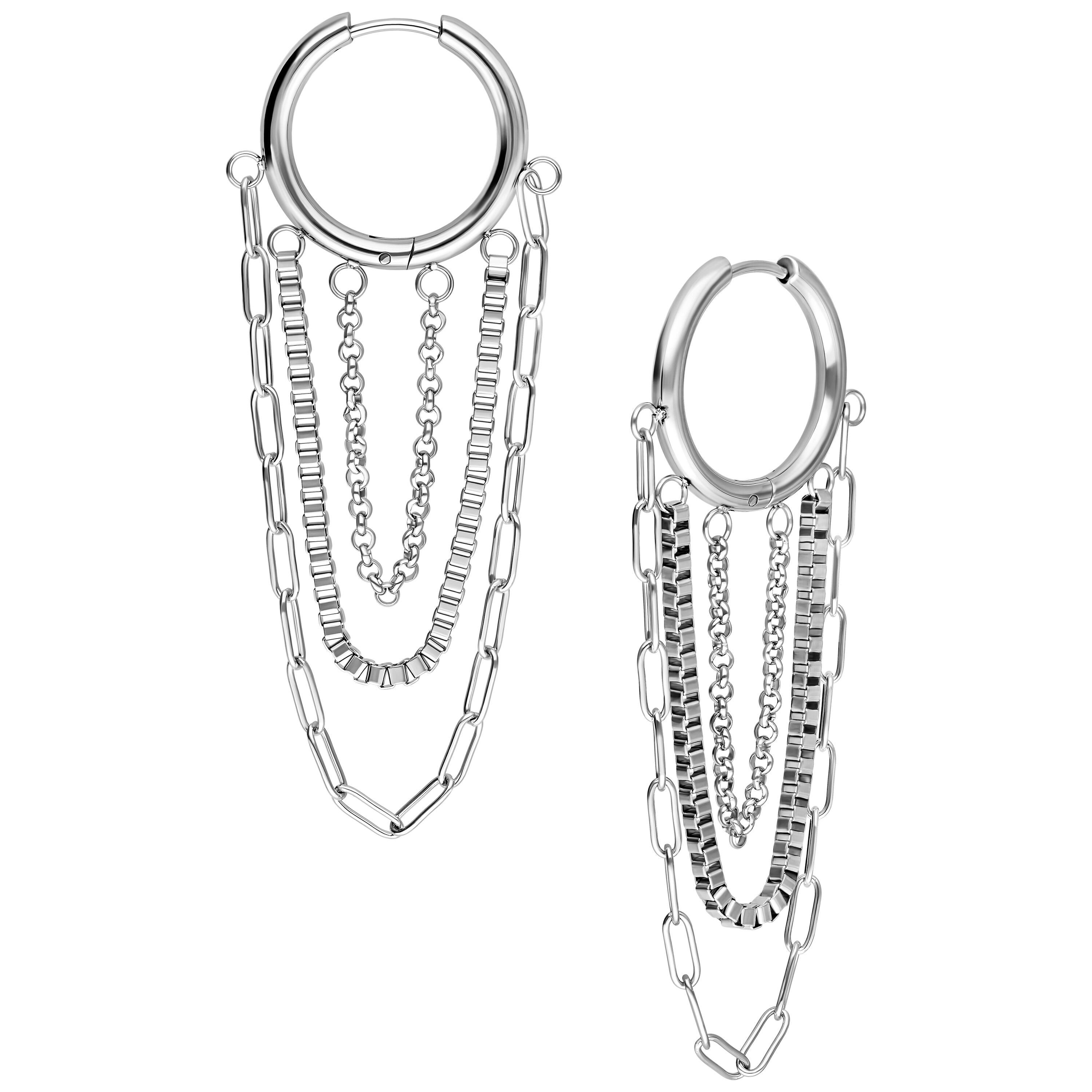 Paar Creolen Multilayer Chain Hoops Pair für Ohr, 1 Stück