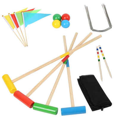 Randaco Spielzeug-Gartenset Krocket Spiel Croquet Set für 4 Spieler Outdoor Gartenspiel aus Holz