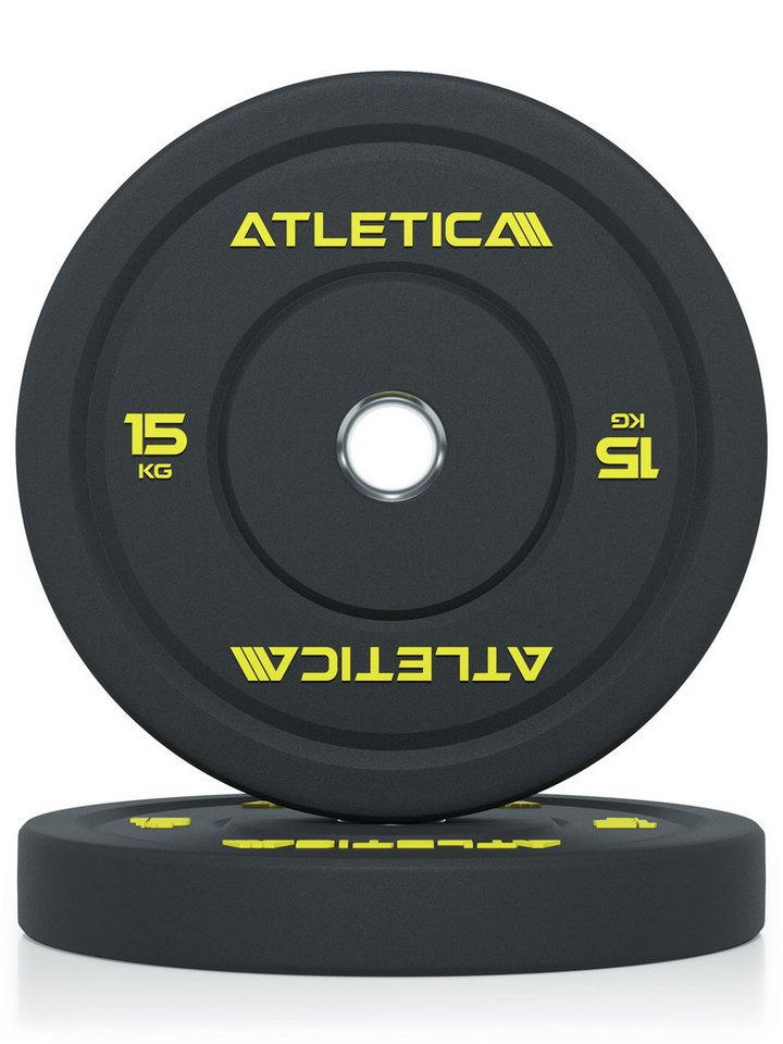 ATLETICA Hantelscheiben High Temp Bumper Plates, Paar, Hochwertiger Gummi, 30 kg