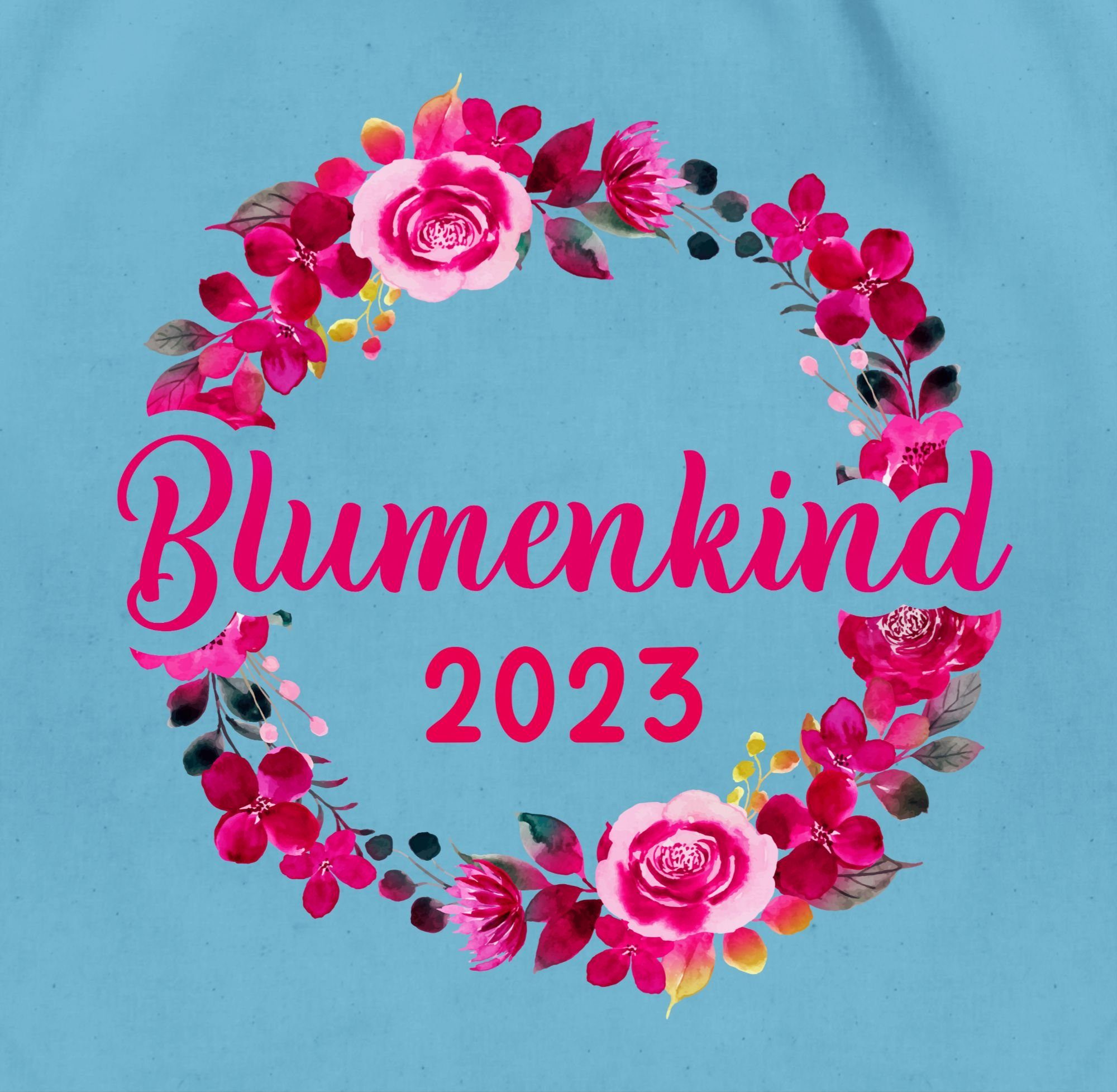 Shirtracer Turnbeutel Blumenkind 2023 Blumenkranz, Hellblau Junggesellenabschied Frauen 01 JGA