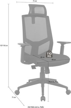 INOSIGN Chefsessel Netti, Schreibtischstuhl, hochwertige ergonomische Ausstattung, Kopfstütze, Armlehnen & Rückenlehne verstellbar
