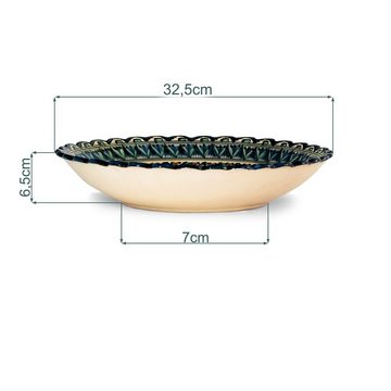 4BIG.fun Kochbesteck-Set Oriental Ljagan Lagan Ceramics Teller Handgemalt (Deko Teller)