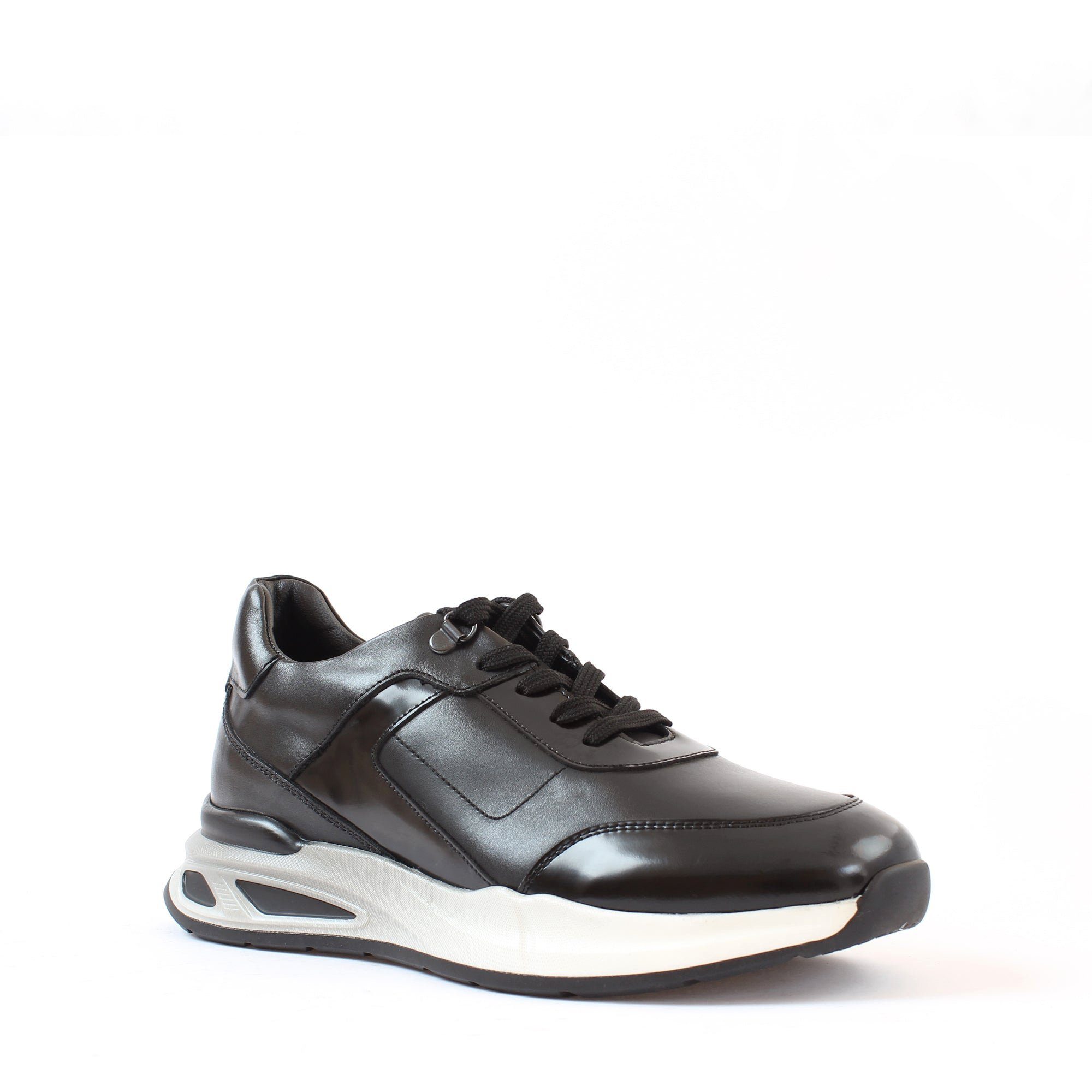 Celal Gültekin Leder-Plateau-Sneaker Schnürschuhe EVA-Sohle Herren Sneaker Glattleder, Echtleder-Futter, Plateau-EVA-Sohle, Schwarz, 40