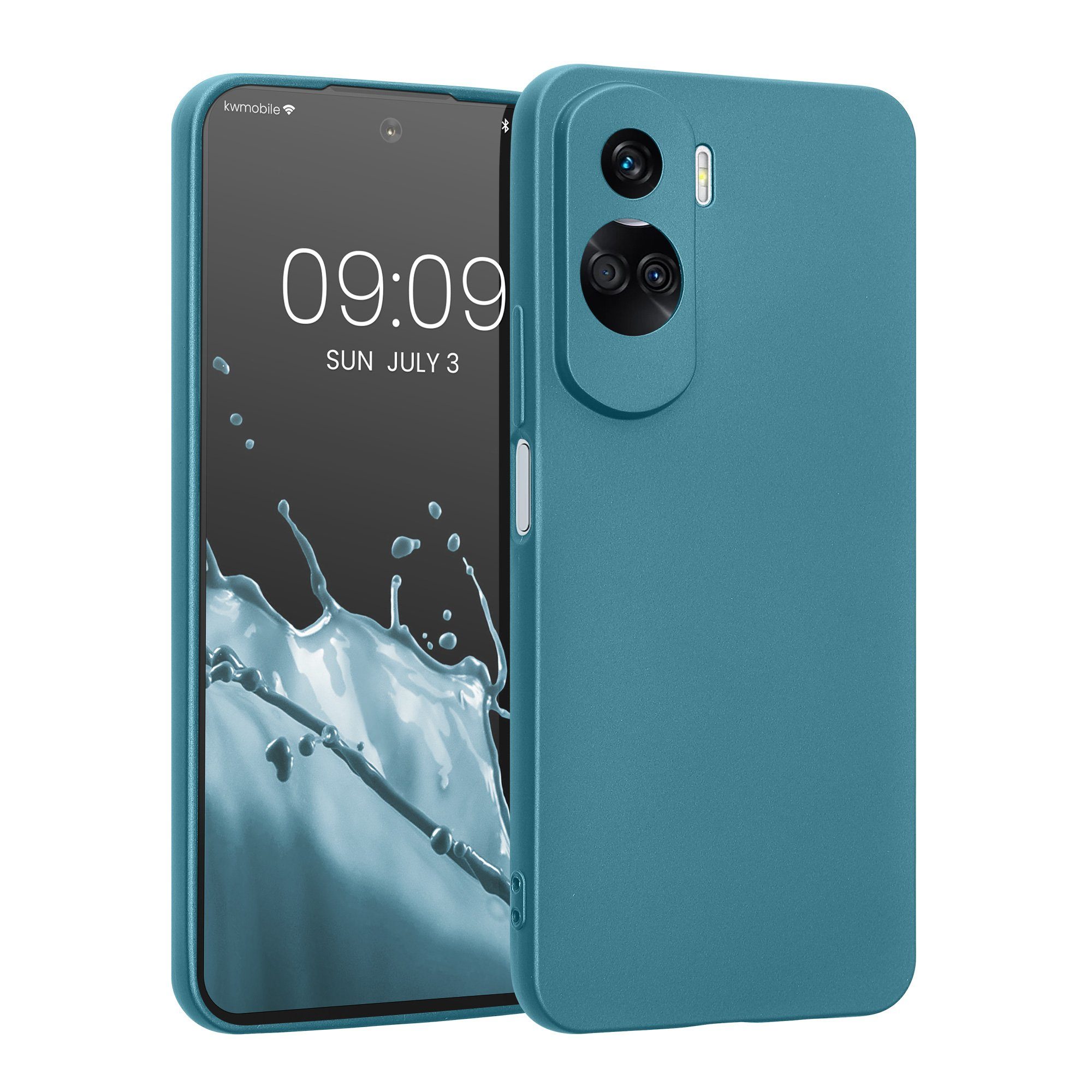kwmobile Handyhülle Handyhülle für HONOR 90 Lite 5G Hülle, weiche Silikon Case metallisch schimmernd - Schutzhülle Cover