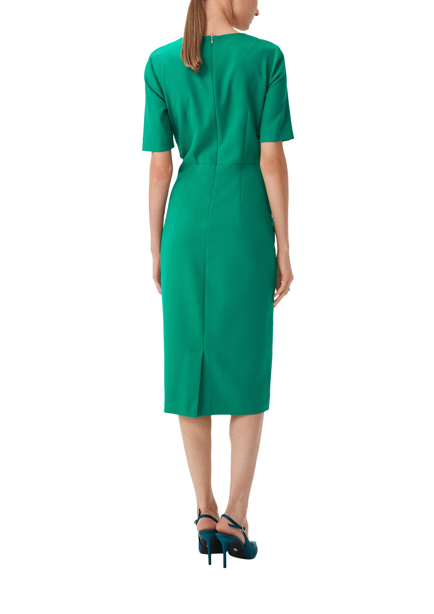 Comma Minikleid Kleid mit Volant-Detail Applikation grün