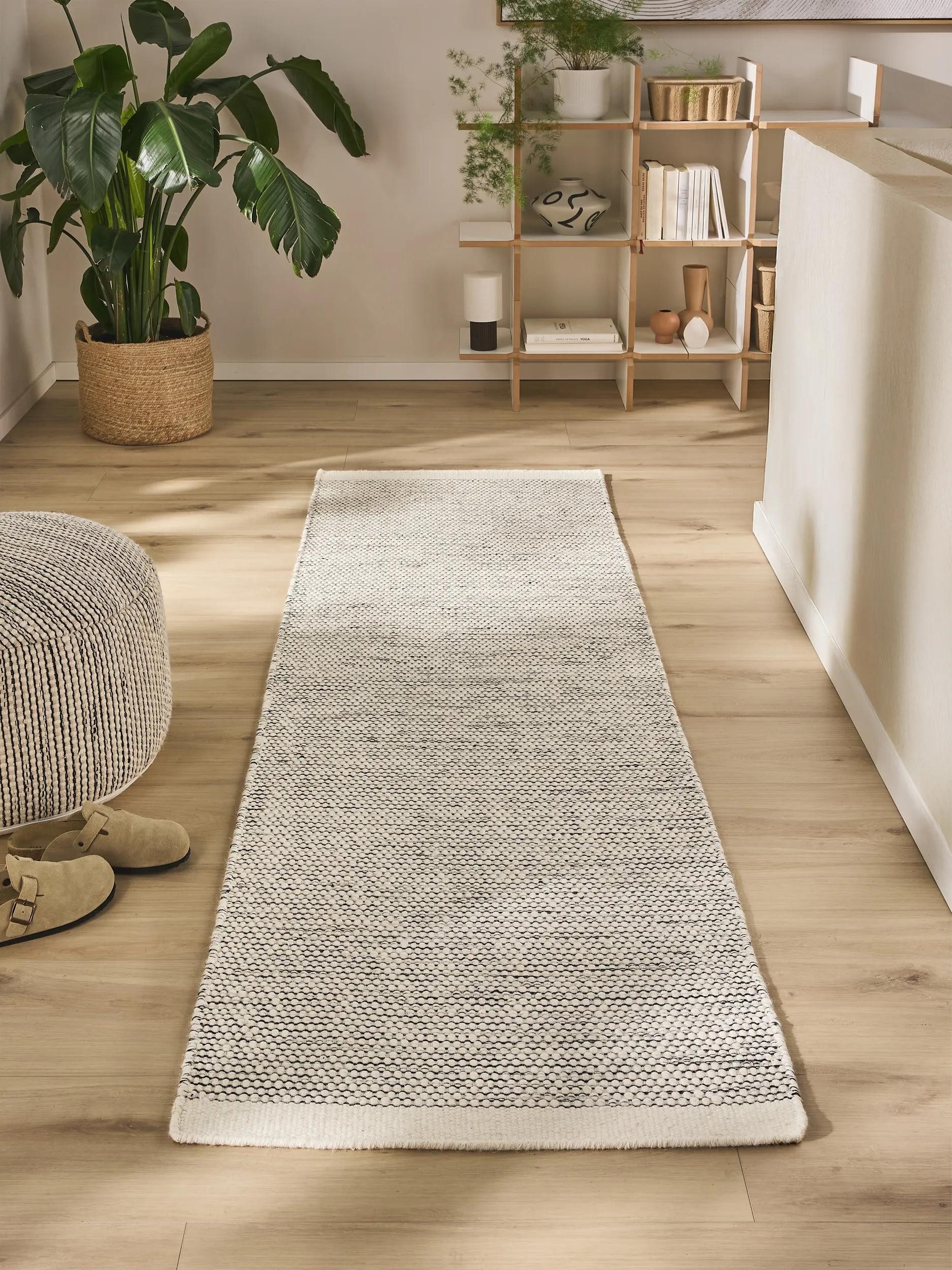 benuta Wollteppich Rocco, rechteckig, Höhe: 5 mm, Teppich Wohnzimmer, Schlafzimmer, Esszimmer, Flur, Kunstfaser, Cozy