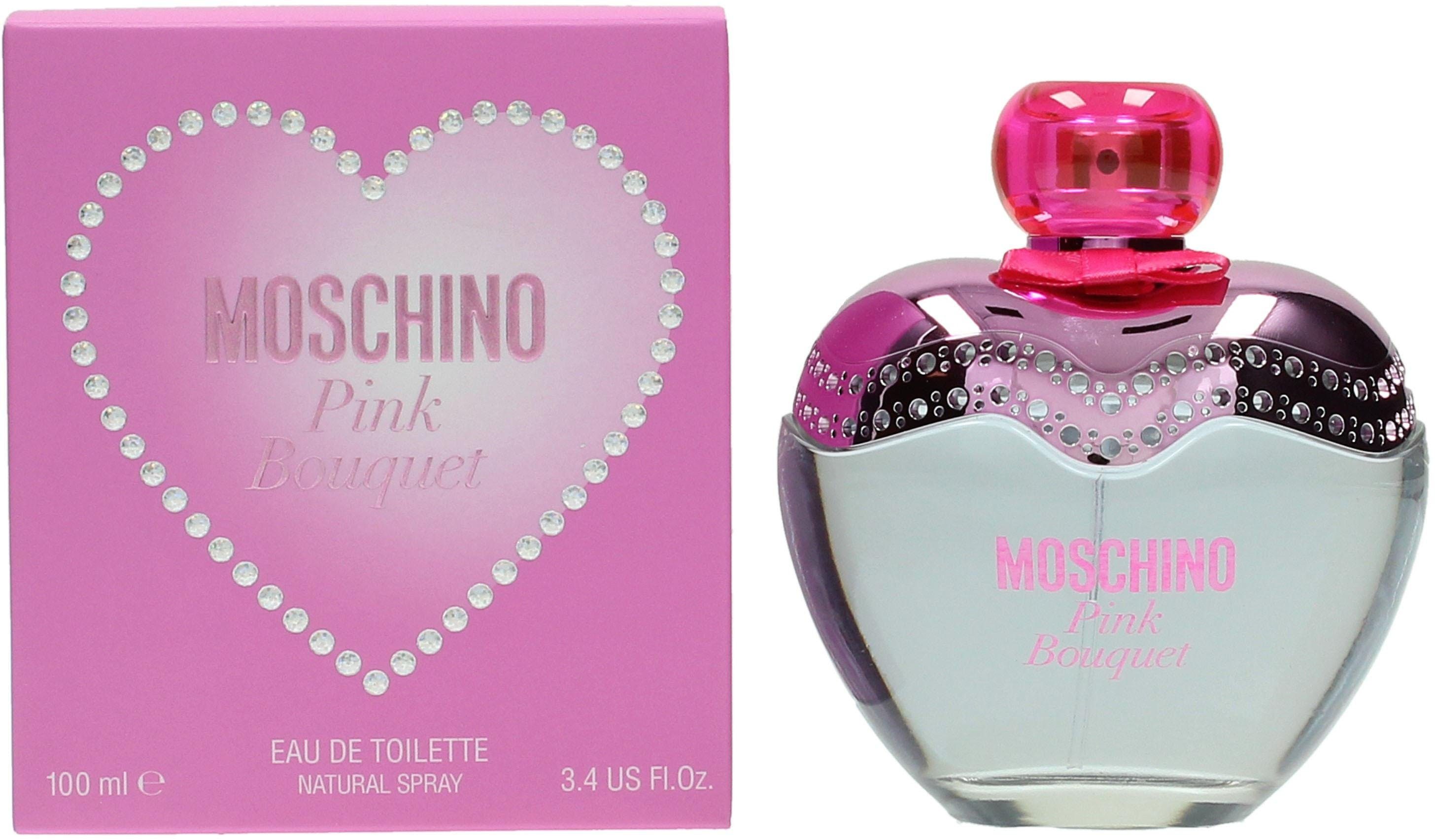 Moschino Eau de Toilette Pink Bouquet, Blumig-fruchtiger Duft mit Himbeere, Jasmin, Veilchen und Moschus.