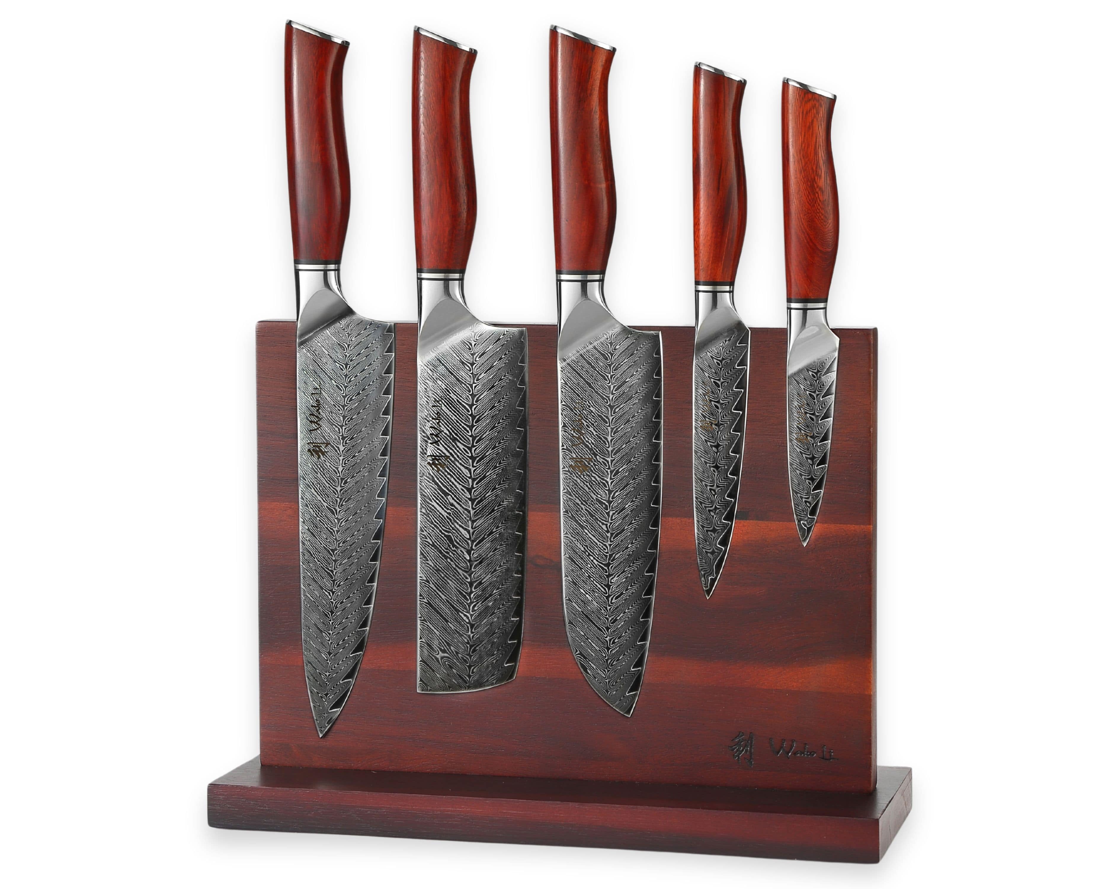 Wakoli Magnet-Messerblock Rose Elegance I 5 Küchenmesser & magnetischer Ножиblock