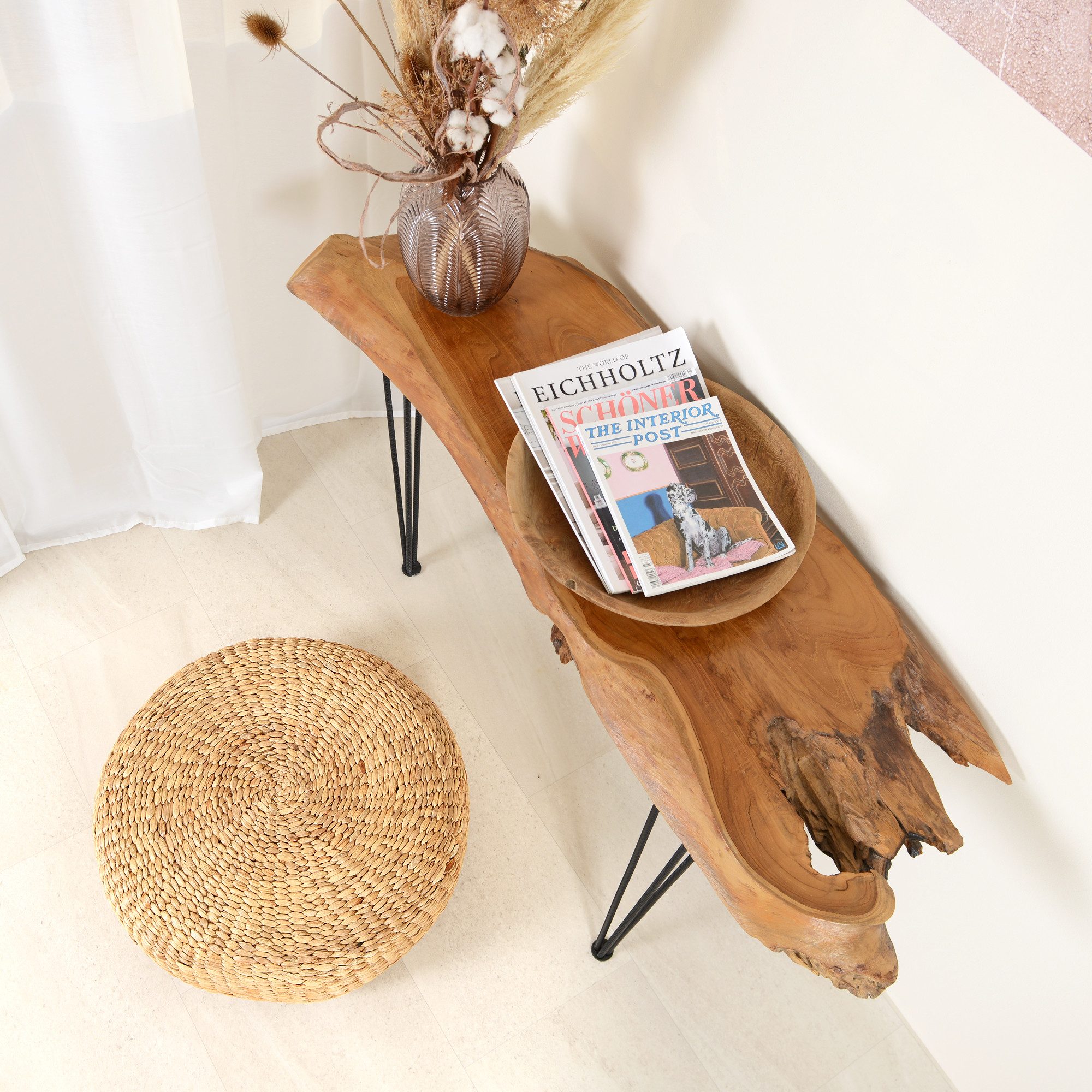 wohnfreuden Hocker Sitz-Pouf Bruno 55 cm aus Wasserhyazinthe natur, 30739 – Bild 4 von 4