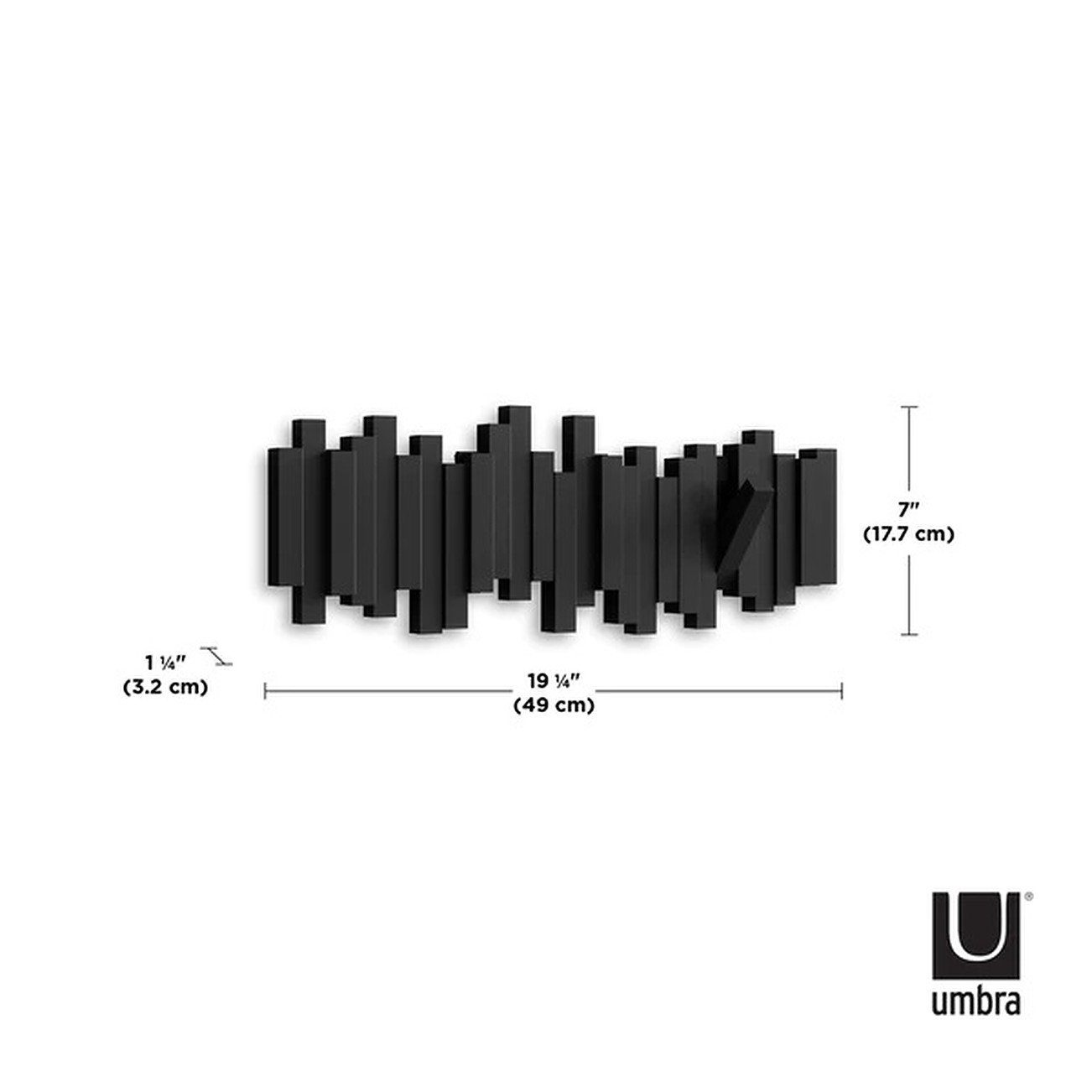 Umbra Garderobenleiste STICKS Multi HOOK Garderobenleiste platzsparende Haken mit schwarz Haken, bewegliche 5 5