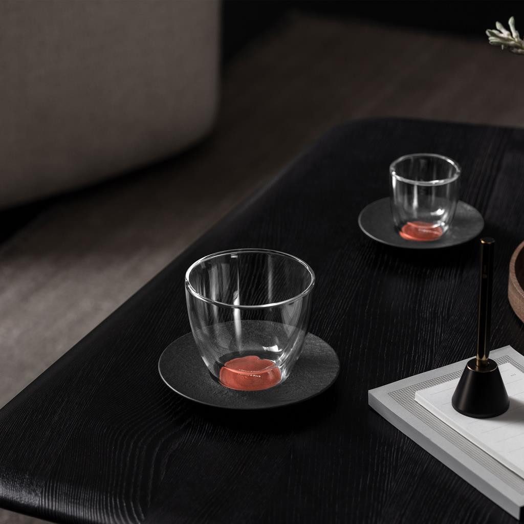 Villeroy & Boch Thermoglas Manufacture Rock Glow Kaffeeglas mit Untertasse, 2-tlg., Material-Mix
