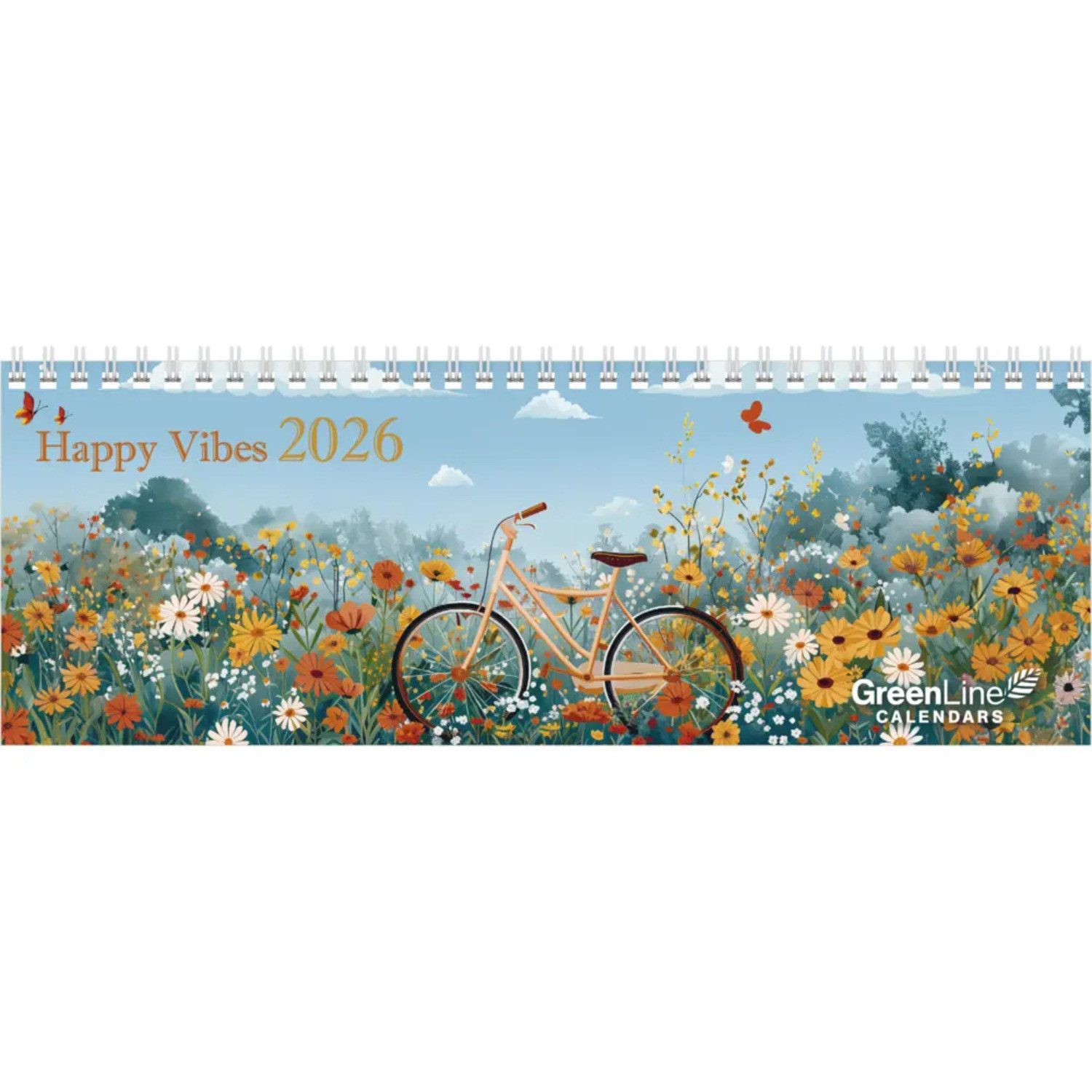 GreenLine Querkalender GreenLine - Happy Vibes 2026 - Tischquerkalender 30x11 cm,...