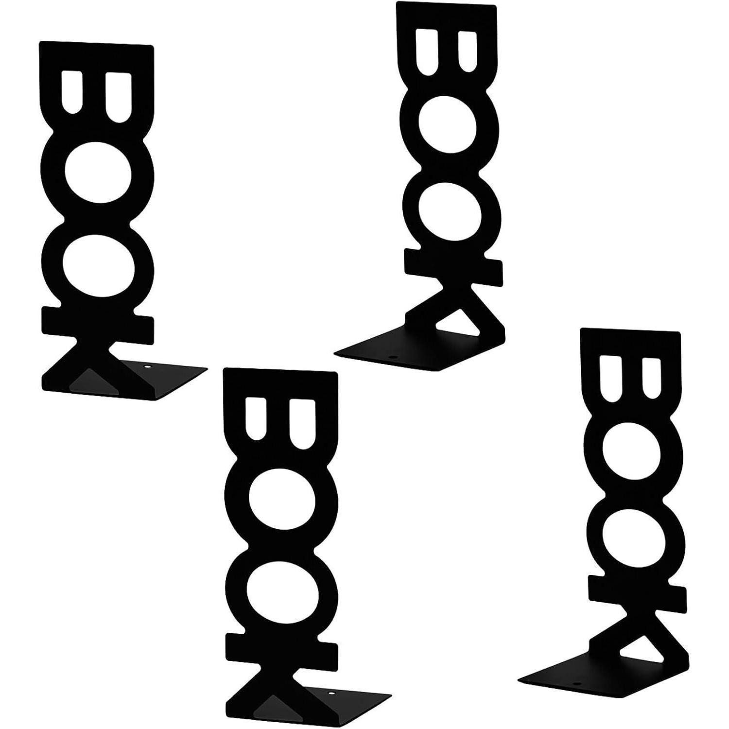 LuxusKollektion Buchstütze Подставки для книг Metall Bookends Bücherstütze Schwarz 4 Stück