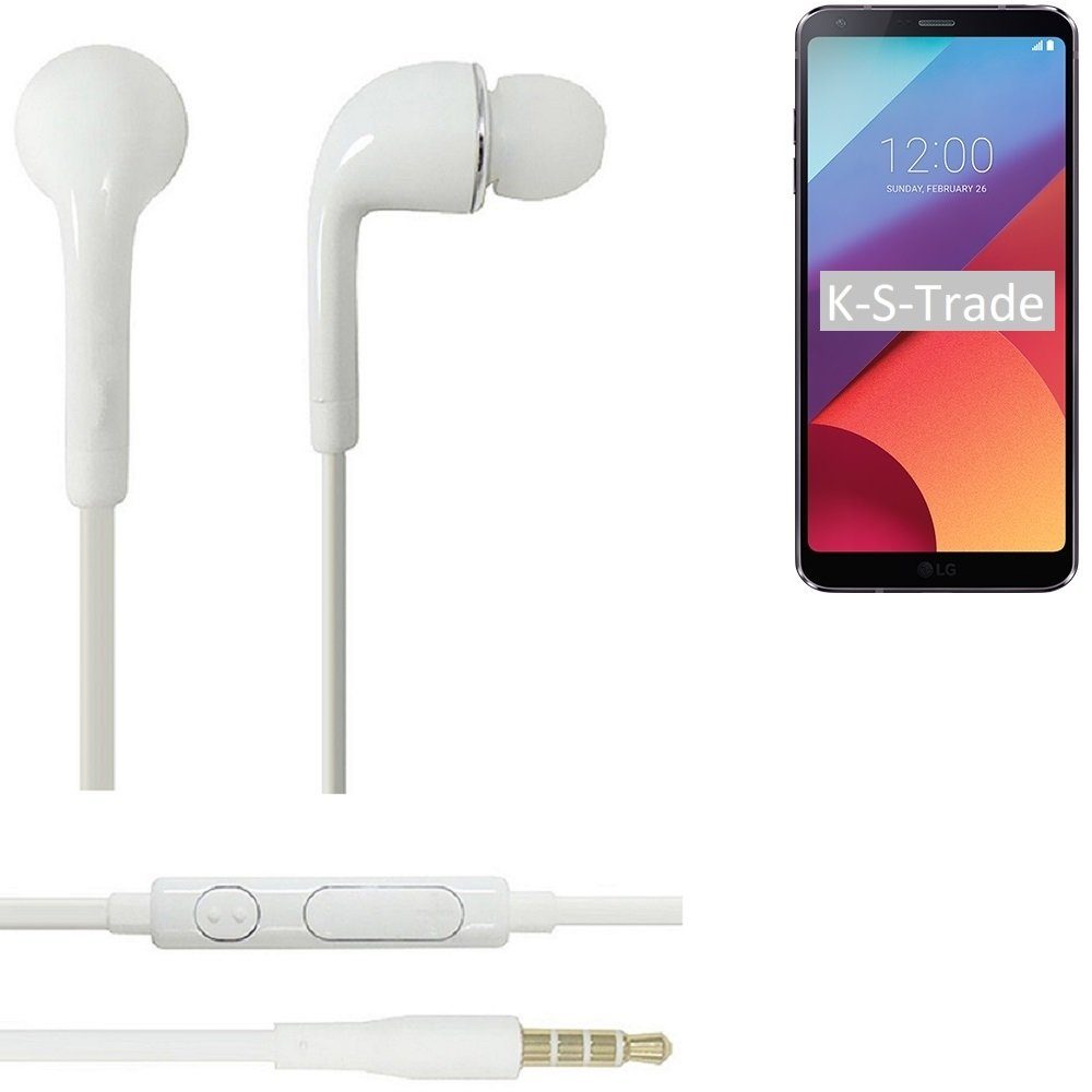 K-S-Trade für LG Electronics G6+ In-Ear-Kopfhörer (Kopfhörer Headset mit Mikrofon u Lautstärkeregler weiß 3,5mm) | In-Ear-Kopfhörer