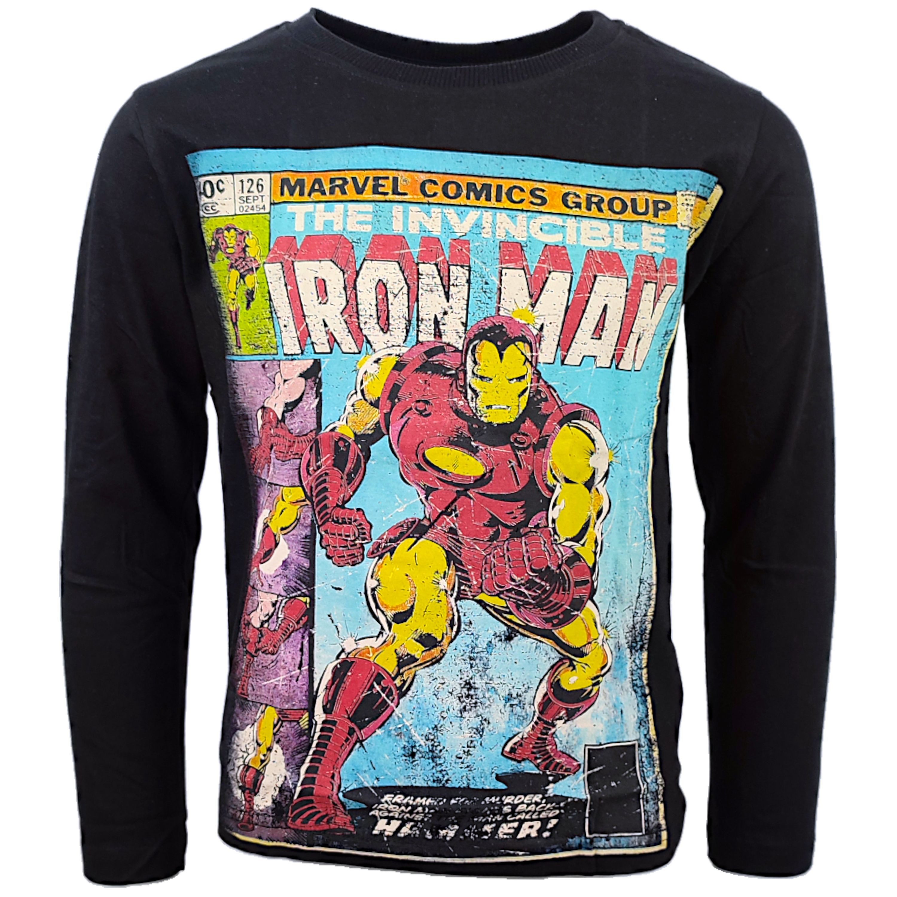 MARVEL Langarmshirt Iron Man im Comic Stil Jungen Shirt aus Baumwolle Gr. 134 - 164 cm