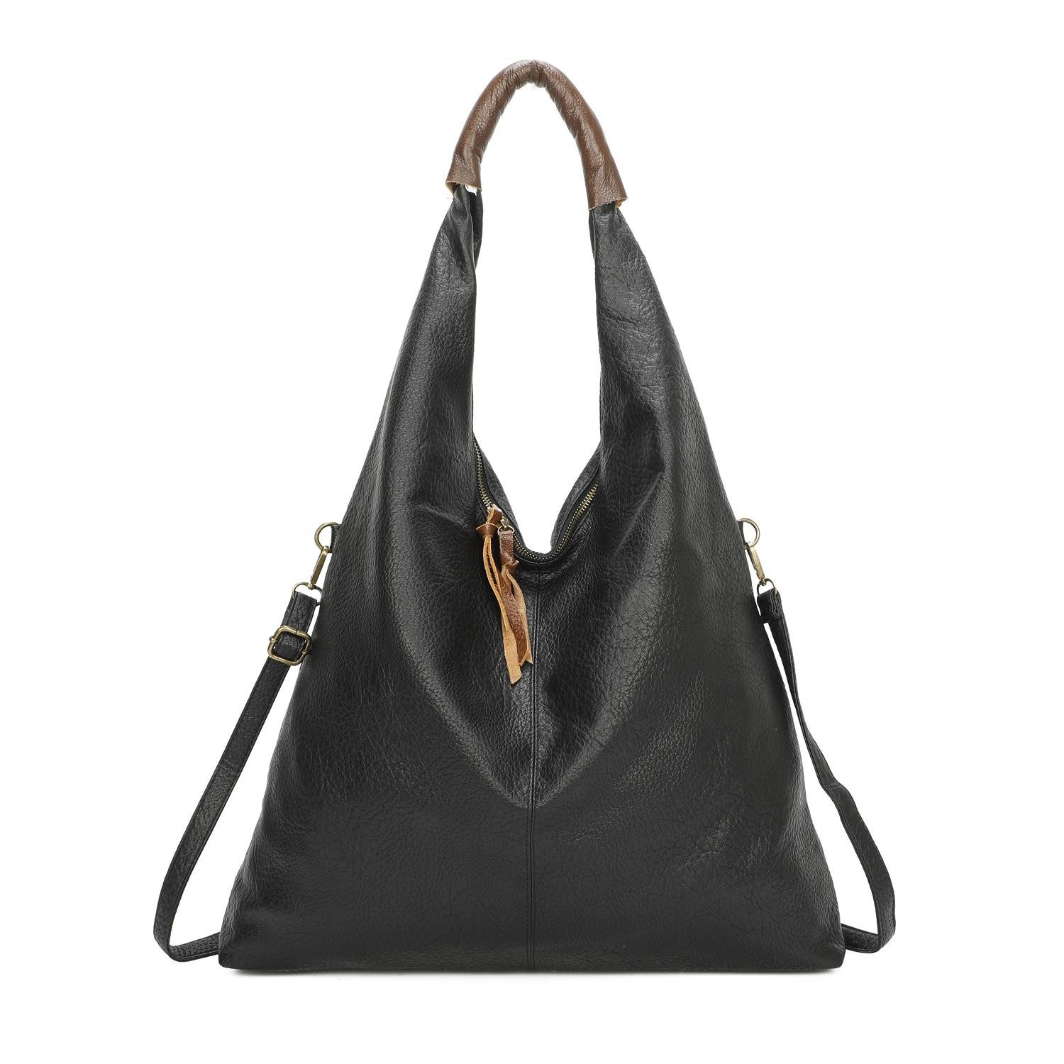 ITALYSHOP24 Schultertasche XXL Damen Shopper Tasche Freizeittasche Hobo Bag Weekender Reisetasche, Urlaub Handtasche Henkeltasche Umhängetasche Beuteltasche Bürotasche