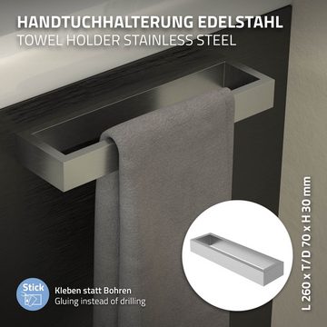 ML-DESIGN Handtuchhalter Badetuchhalter Handtuchstange Wandhalter, ohne Bohren 26cm Silber Stahl Wandmontage zum kleben Modern