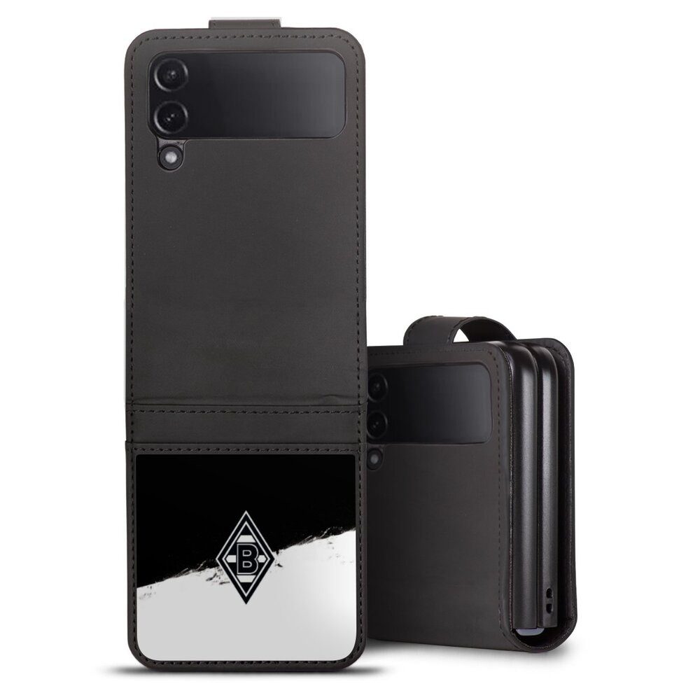 DeinDesign Handyhülle Borussia Mönchengladbach Gladbach BMG Borussia Scratch Schwarz-Weiss, Samsung Galaxy Z Flip 4 Hülle Handy Flip Case Wallet Cover