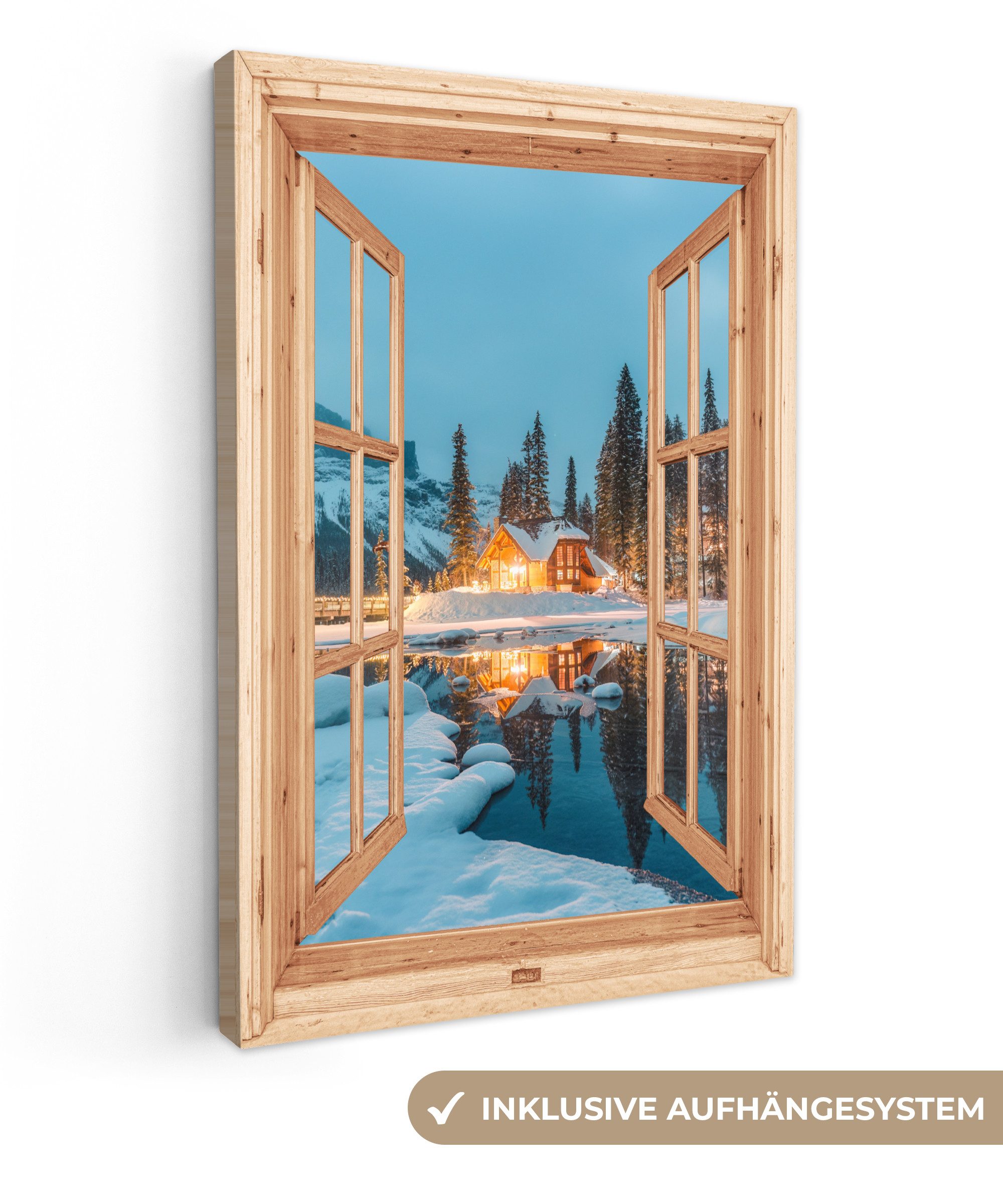 OneMillionCanvasses® Leinwandbild Winterlandschaft - Natur - Haus - Berge - günstig online kaufen