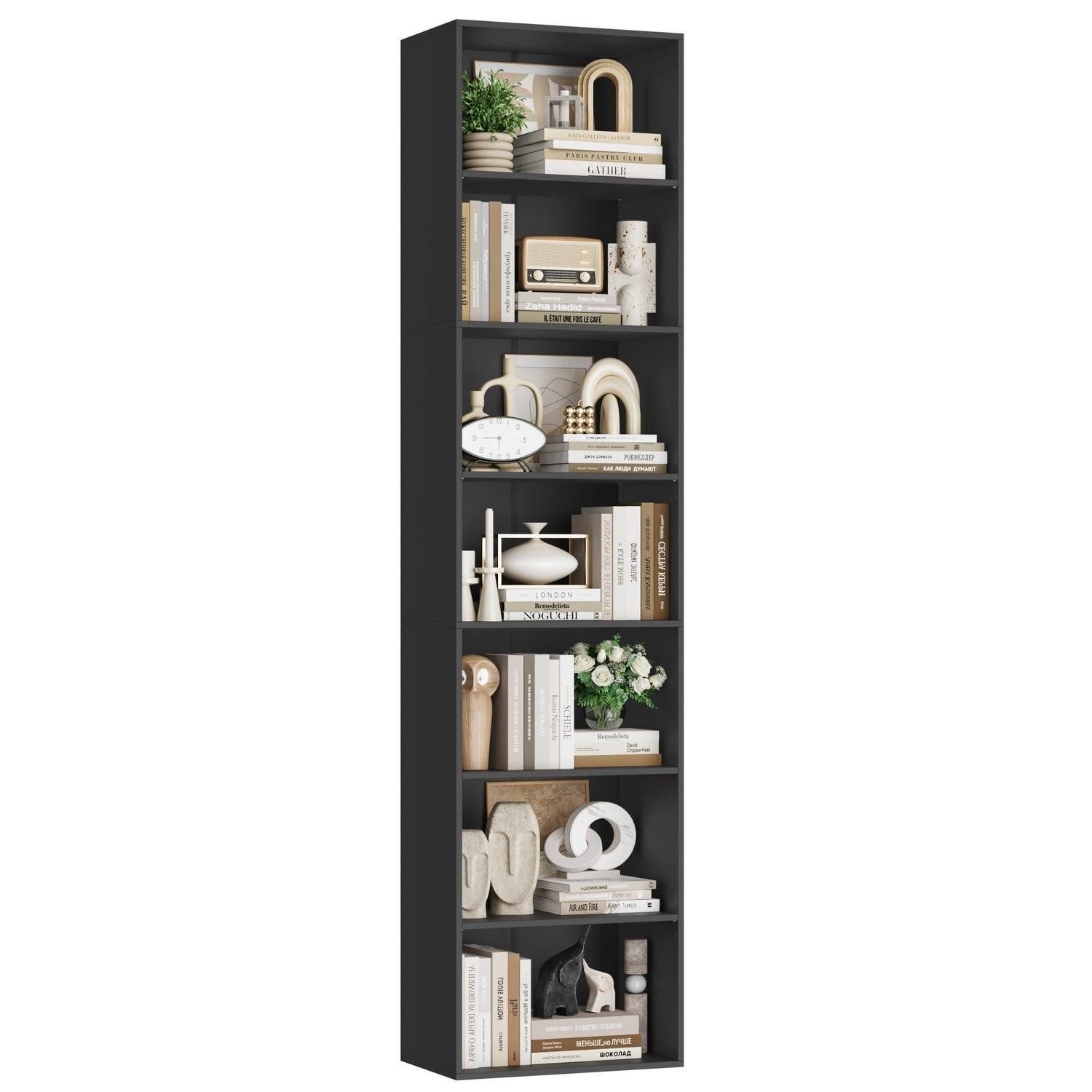 LuxusKollektion Bücherregal Bücherregal 7 Fächer 220cm schwarz, 1-tlg.