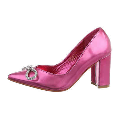 Ital-Design Damen Abendschuhe Elegant Pumps Blockabsatz High Heel Pumps in Pink