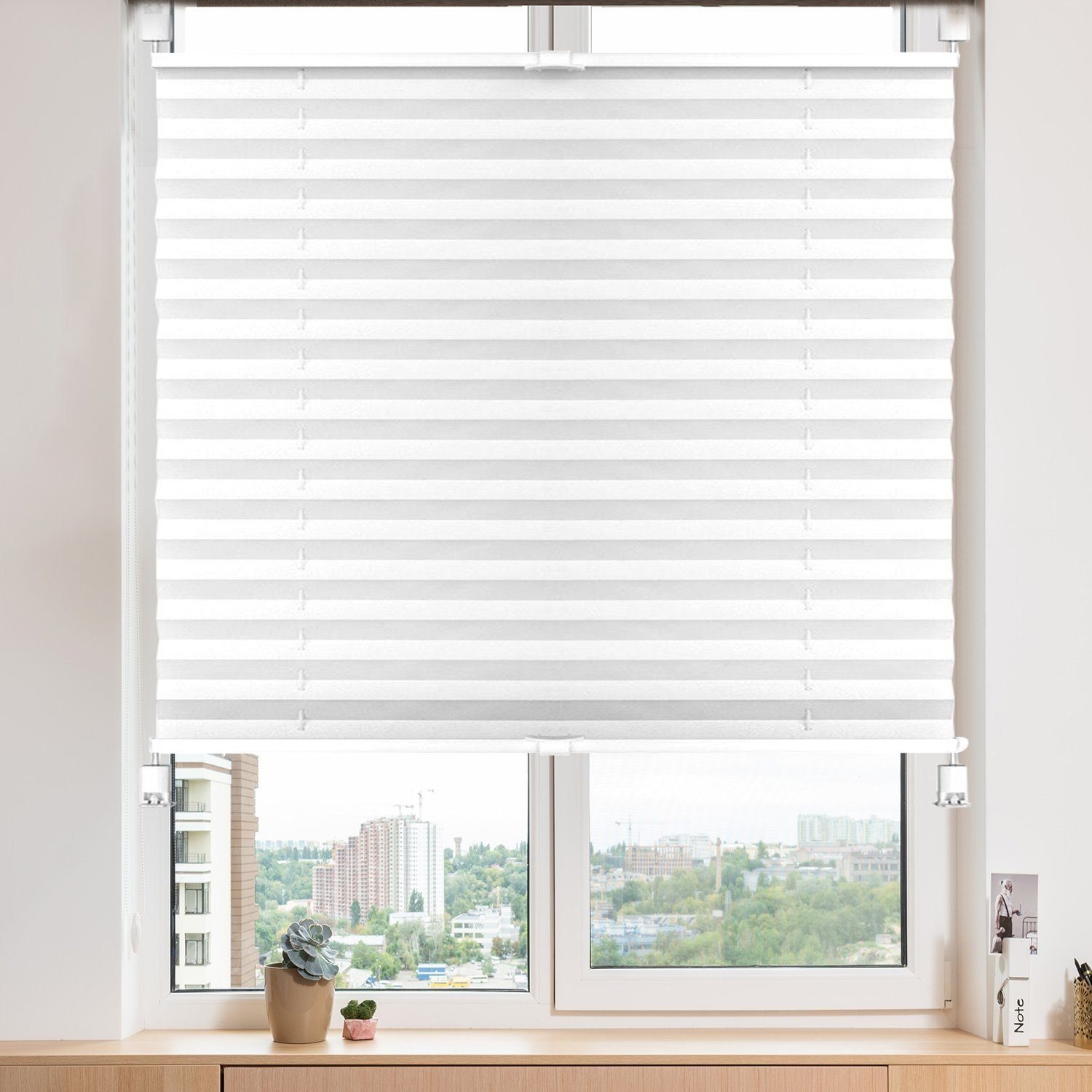 i@home Plissee Freihängend, Stufenlos Verstellbar, verspannt, Klemmfix