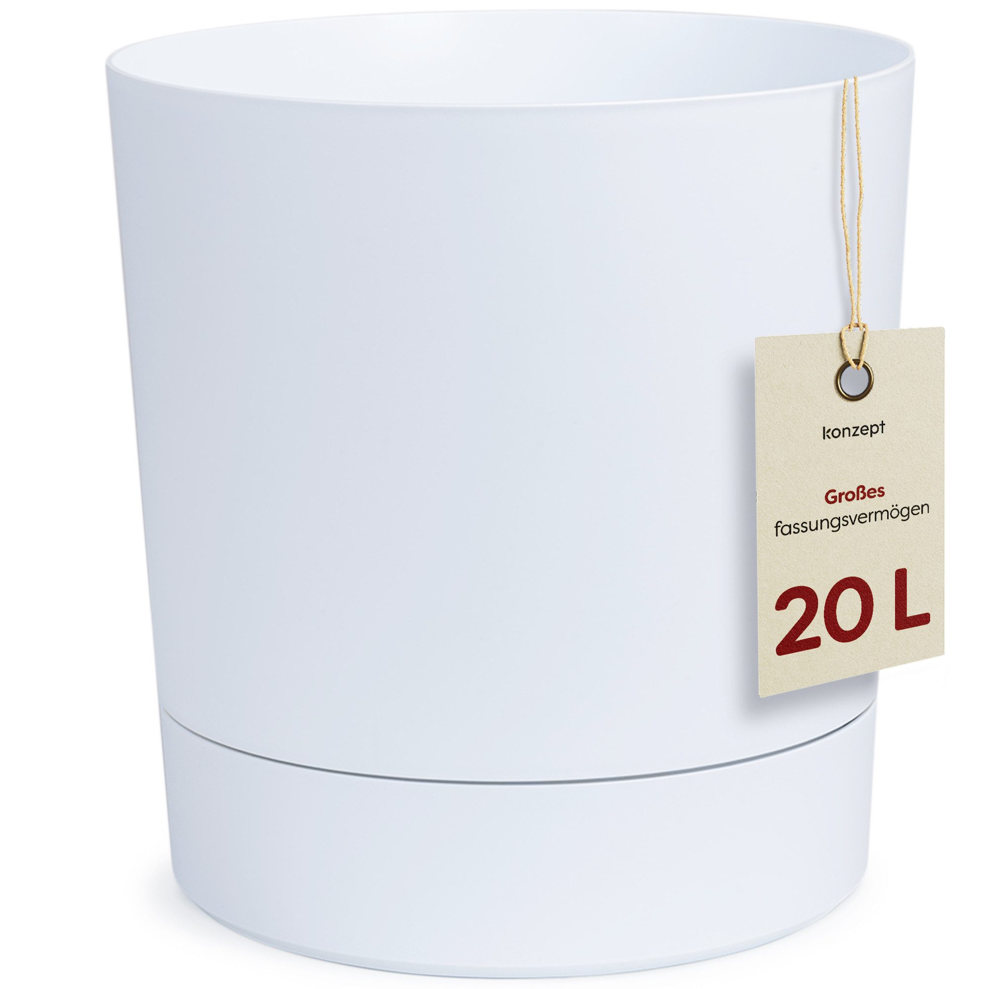 KONZEPT Blumentopf mit Untersetzer, großer Übertopf aus Kunststoff für Zimmerpflanzen (32,5 cm (20 Liter), modern und wetterfest, für Innen und Außen