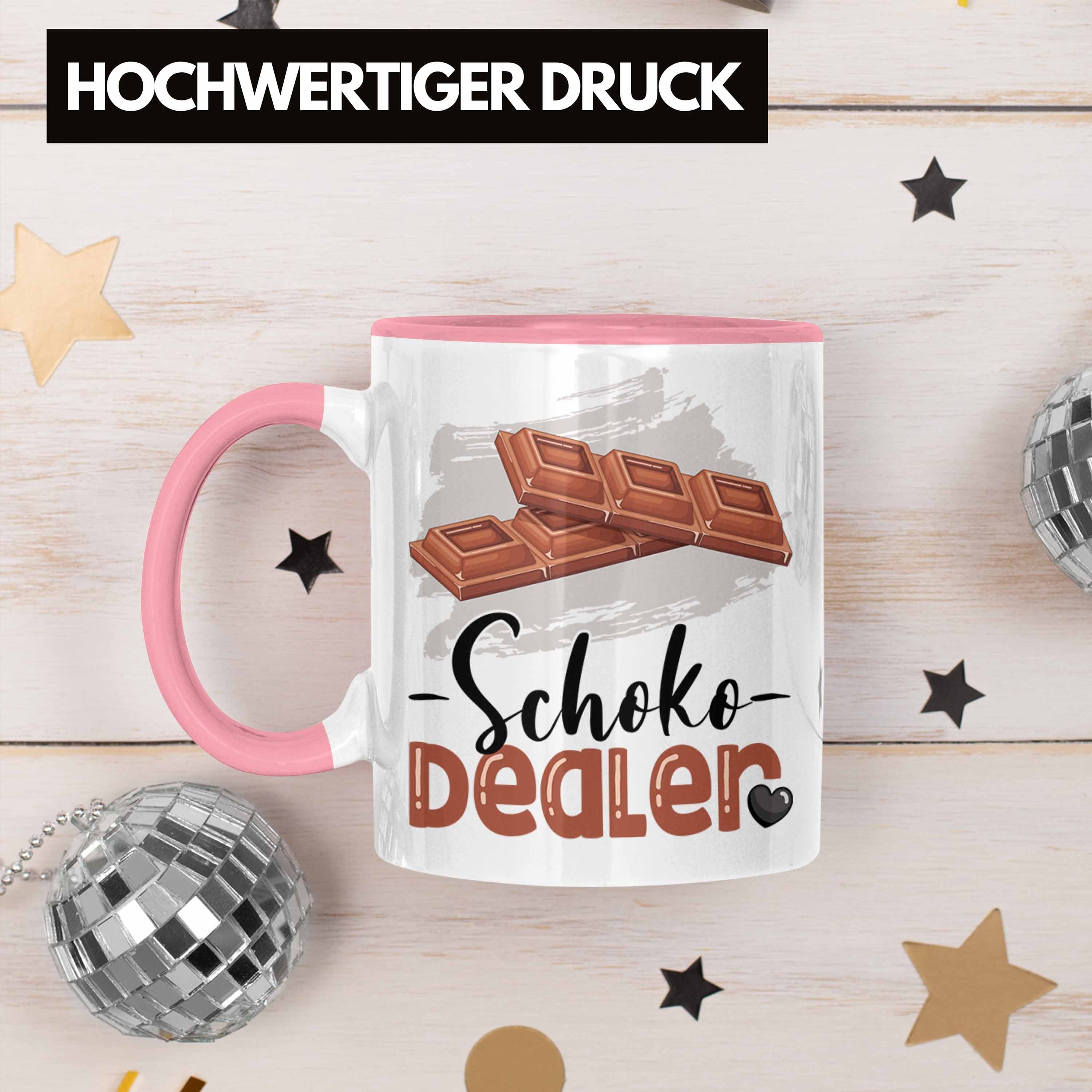 Trendation Tasse Schoko Geschenk Tasse Dealer Spruc Schokoladenverkäufer Rosa für Geburtstag