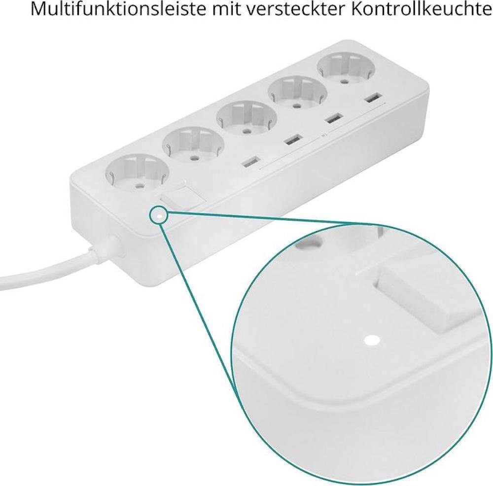 Ein- Schalter, Kindersicherung, 9-fach Überspannungsschutzschalter, Statusleuchte, Elbe (separate USB-Anschlüsse, Ausschalter, mit 1.5 m), / SODE5U4 Steckdosenleiste Mehrfachsteckdose Überspannungskontrollleuchte, Kabellänge Inno