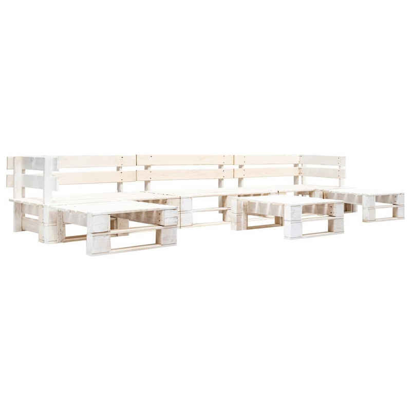 furnicato Garten-Essgruppe 6-tlg. Paletten-Lounge-Set Holz Weiß