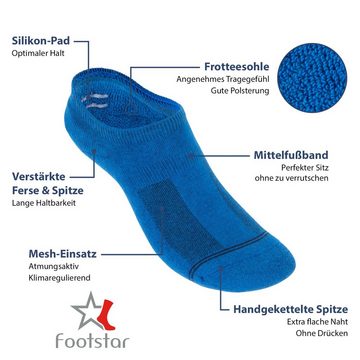 Footstar Sneakersocken Damen & Herren Füßlinge (6/12 Paar) unsichtbar, Frotteesohle