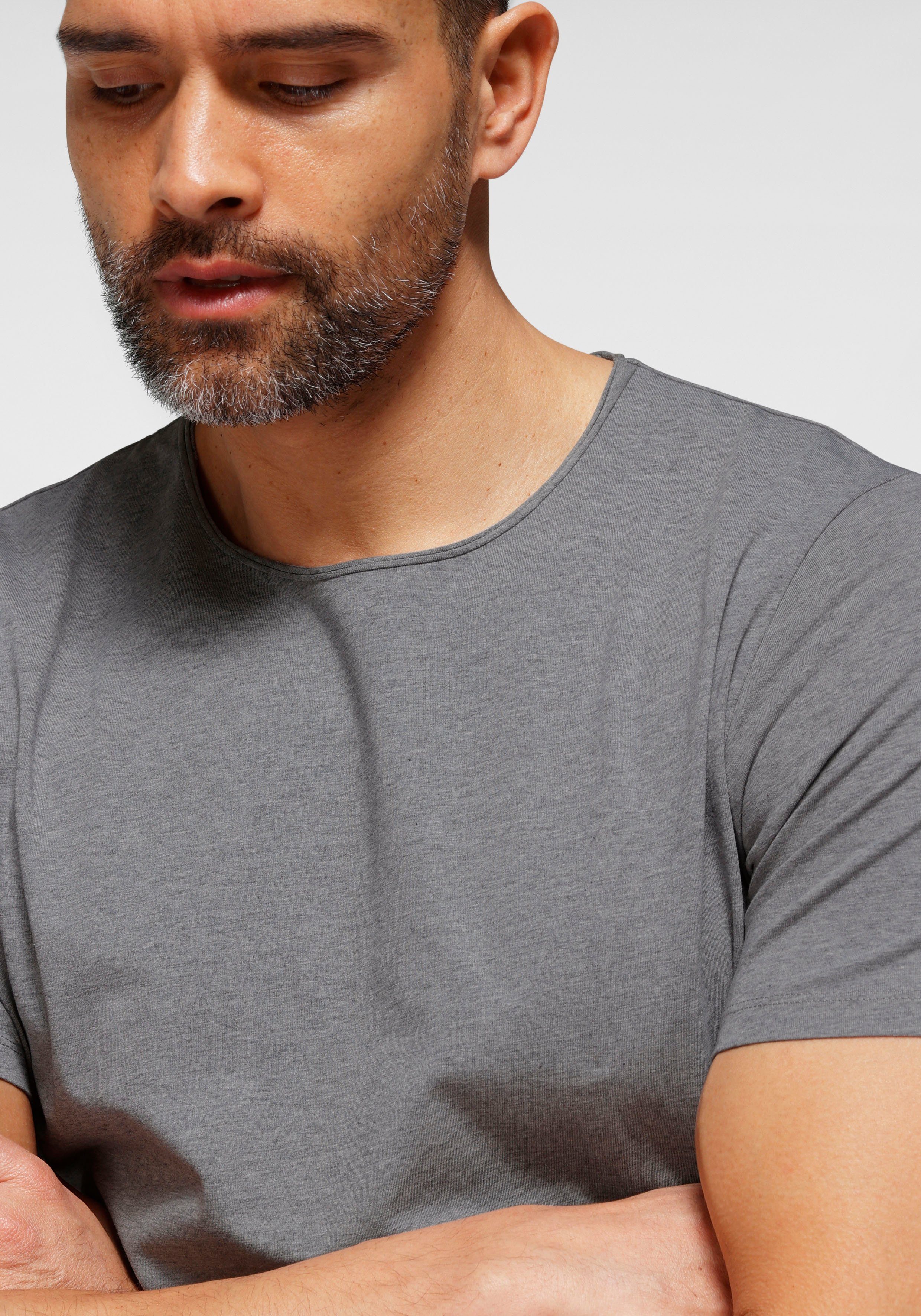Jersey feinem fit aus body OLYMP Level T-Shirt silbergrau Five