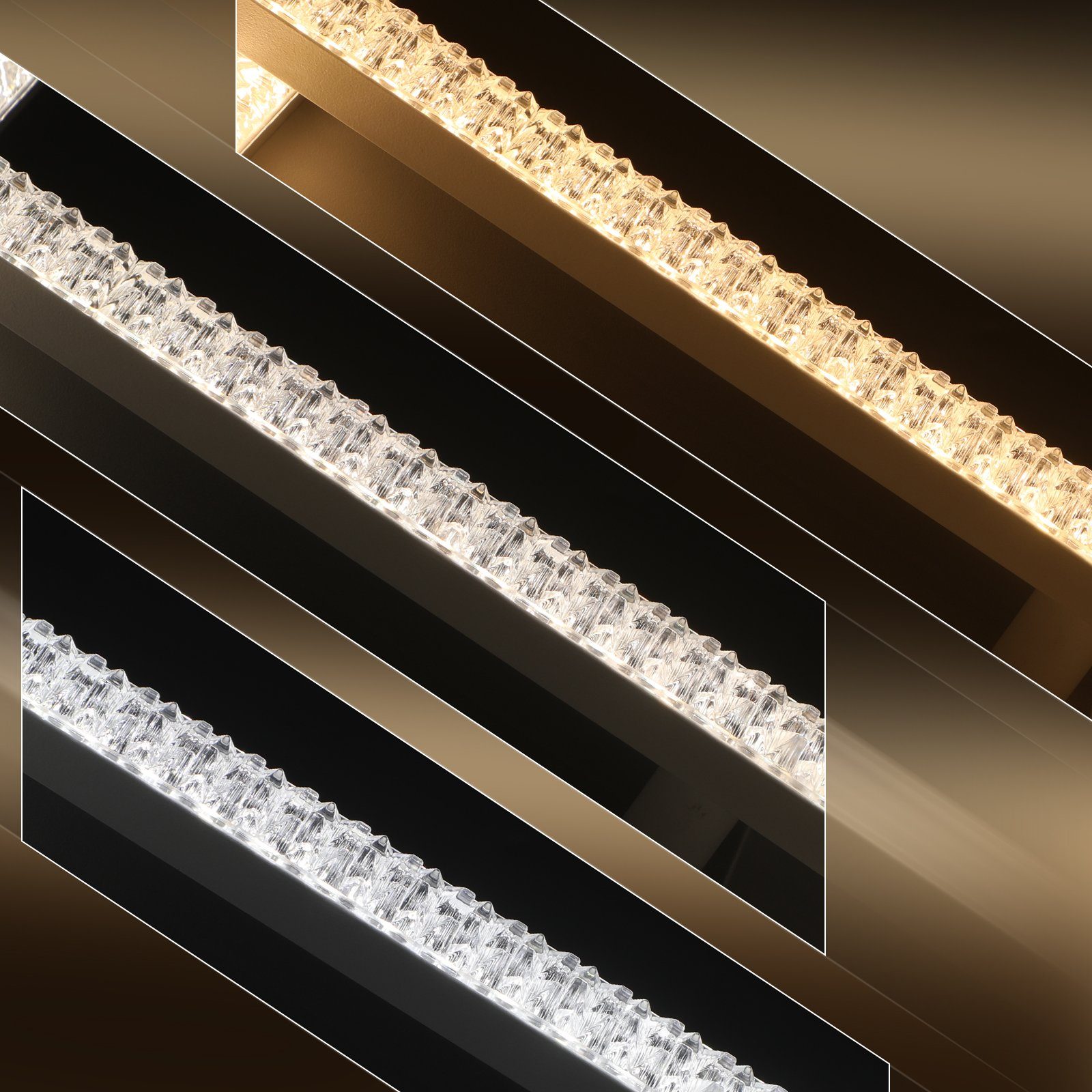 Innenlampe Fernbedienung, integriert Moderne Deckenleuchte Nettlife Schwarz fest W Dimmbar mit 82 Kristall LED LED